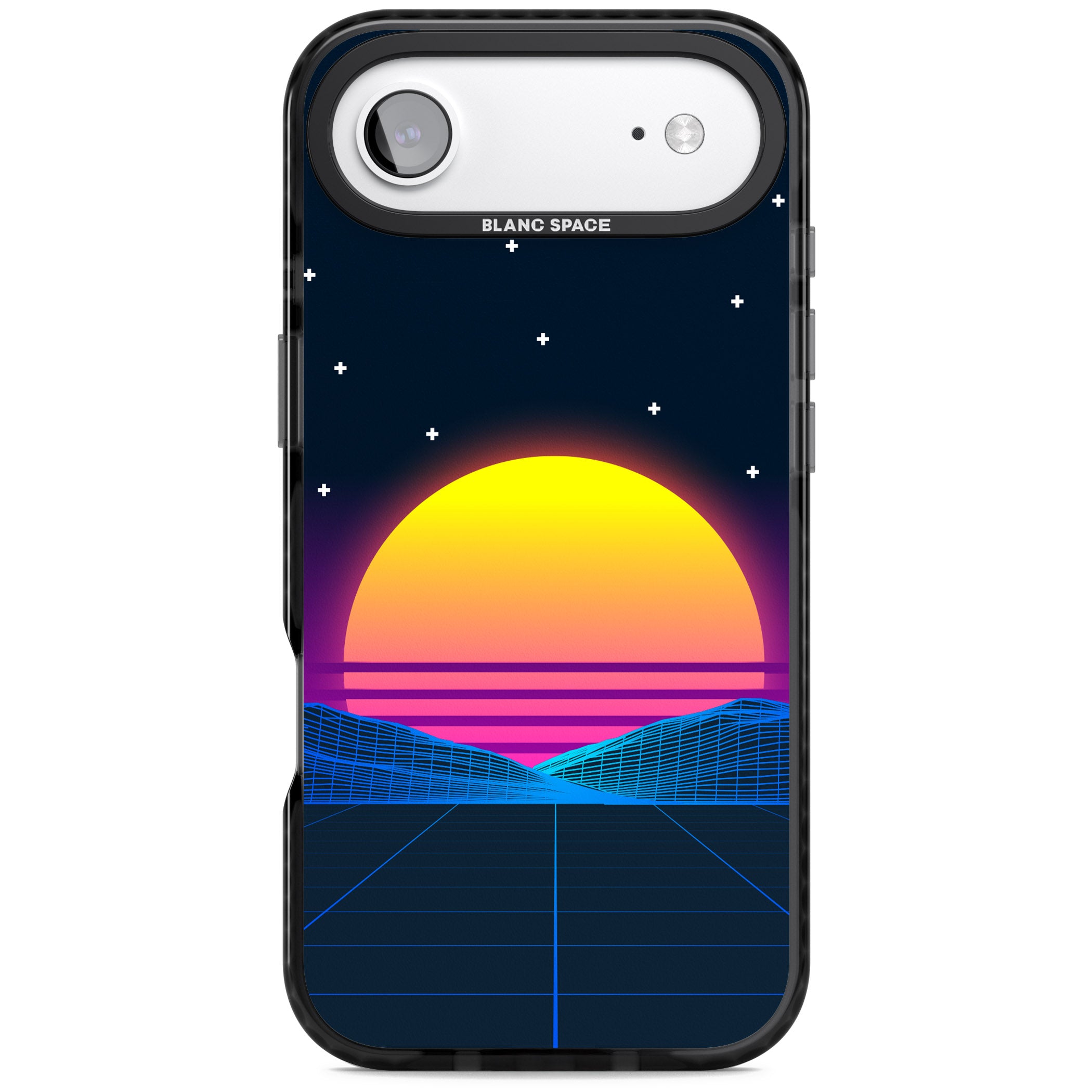 Retro Sunset Vaporwave iPhone 17 Air Impact Pro Black Phone Case