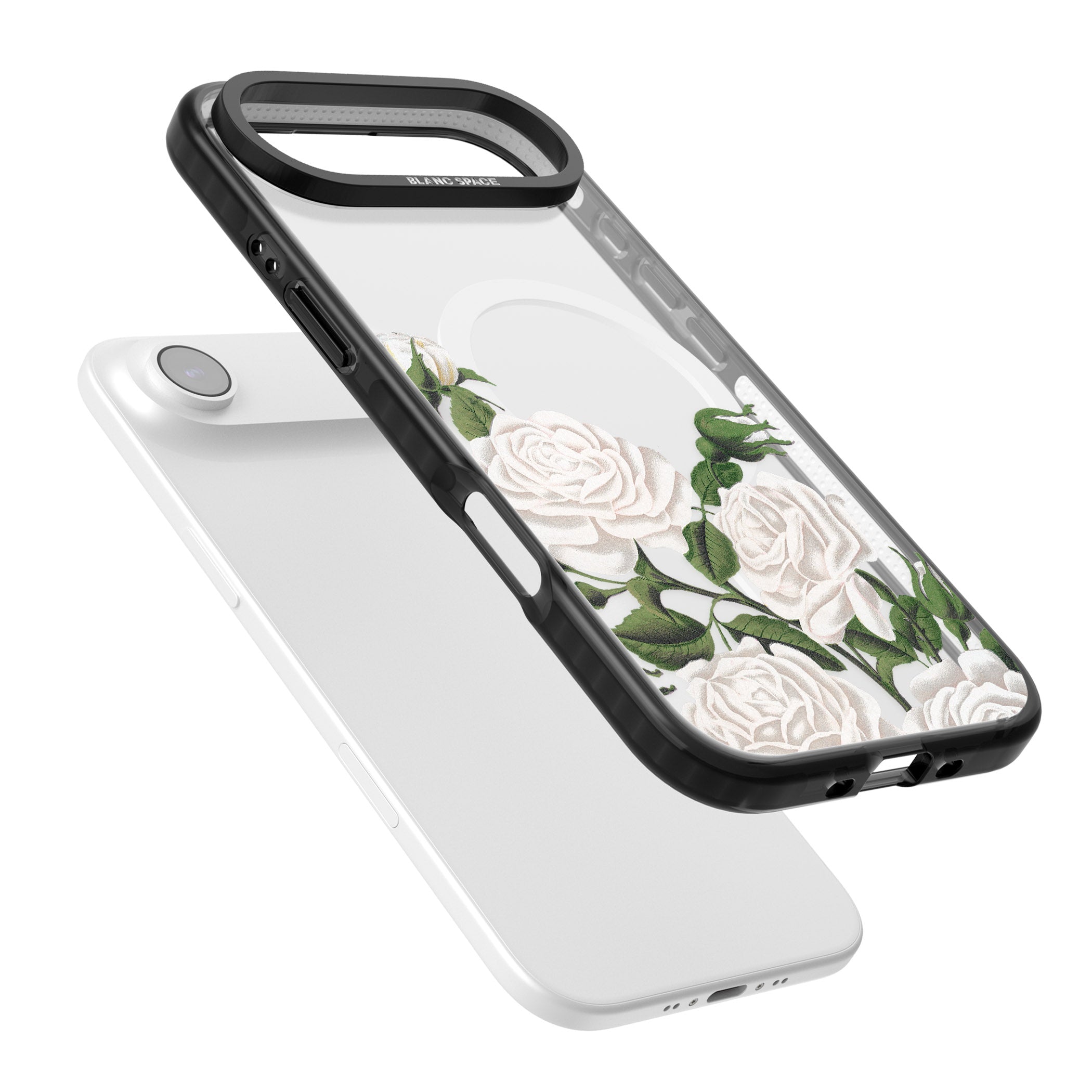 White Vintage Painted Flowers iPhone 17 Air Impact Pro Black Phone Case Colours