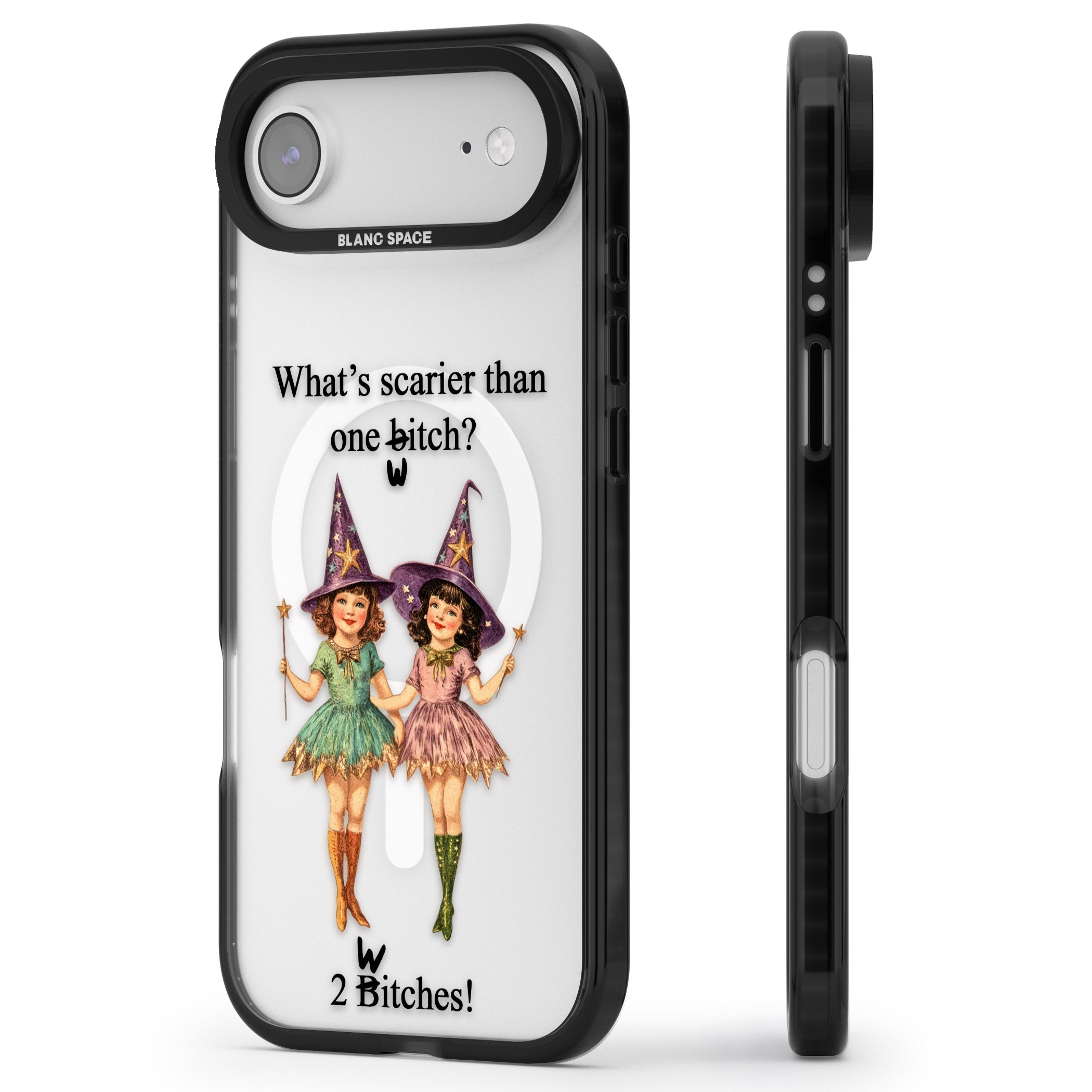 Two Witches iPhone 17 Air Impact Pro Black Phone Case Side Profile