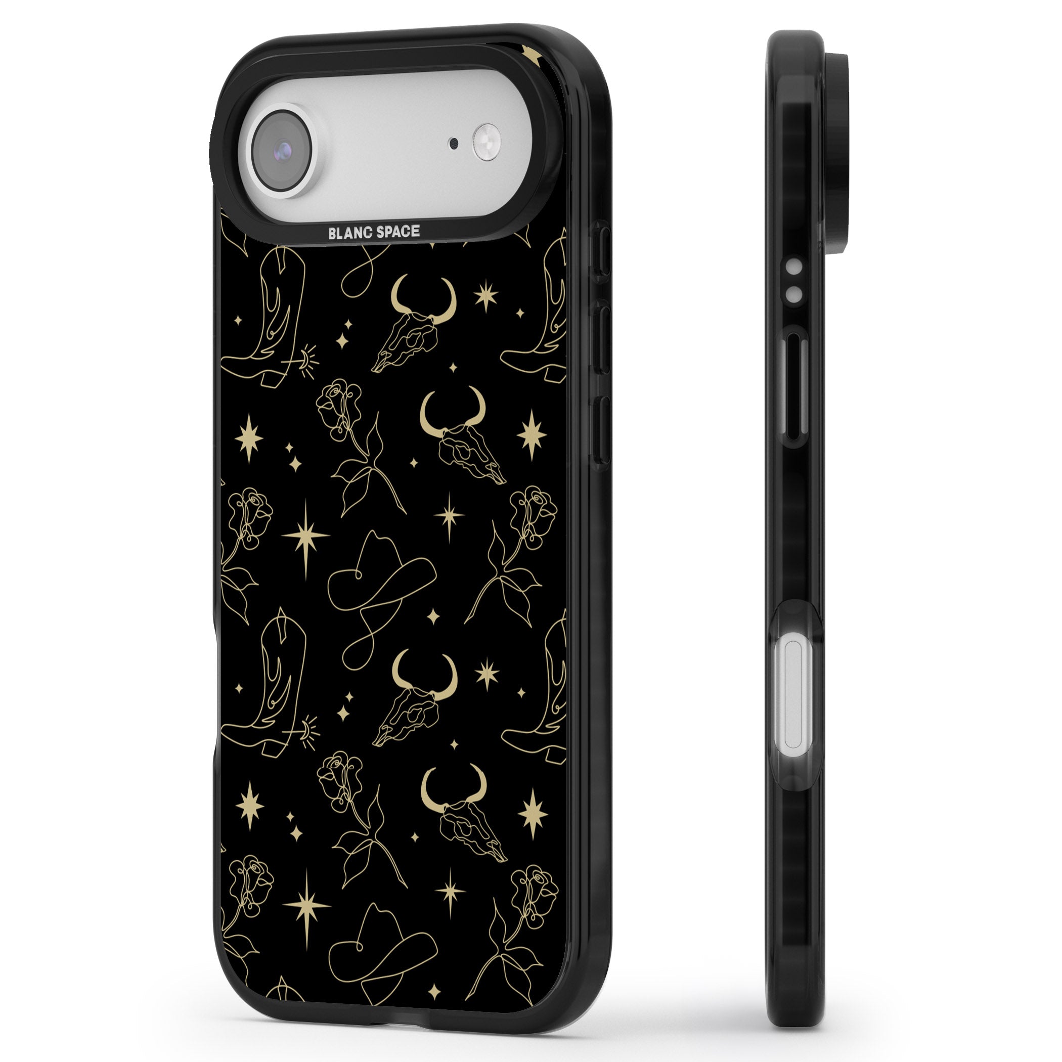 Celestial West Pattern iPhone 17 Air Impact Pro Black Phone Case Side Profile