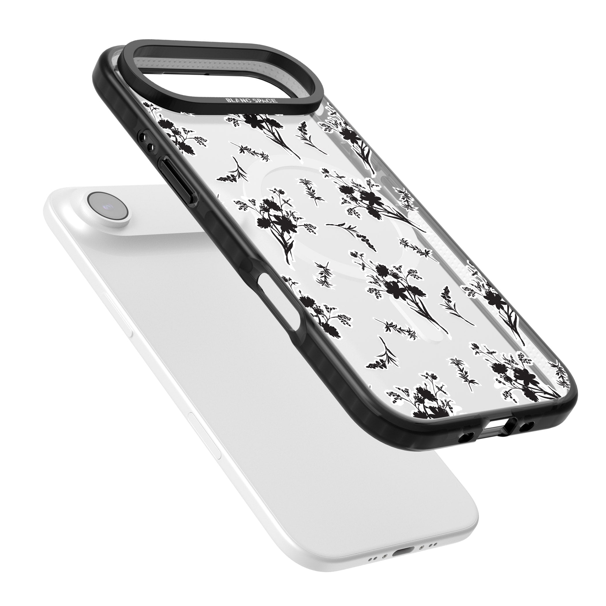 Black Sticker Wildflowers iPhone 17 Air Impact Pro Black Phone Case Colours