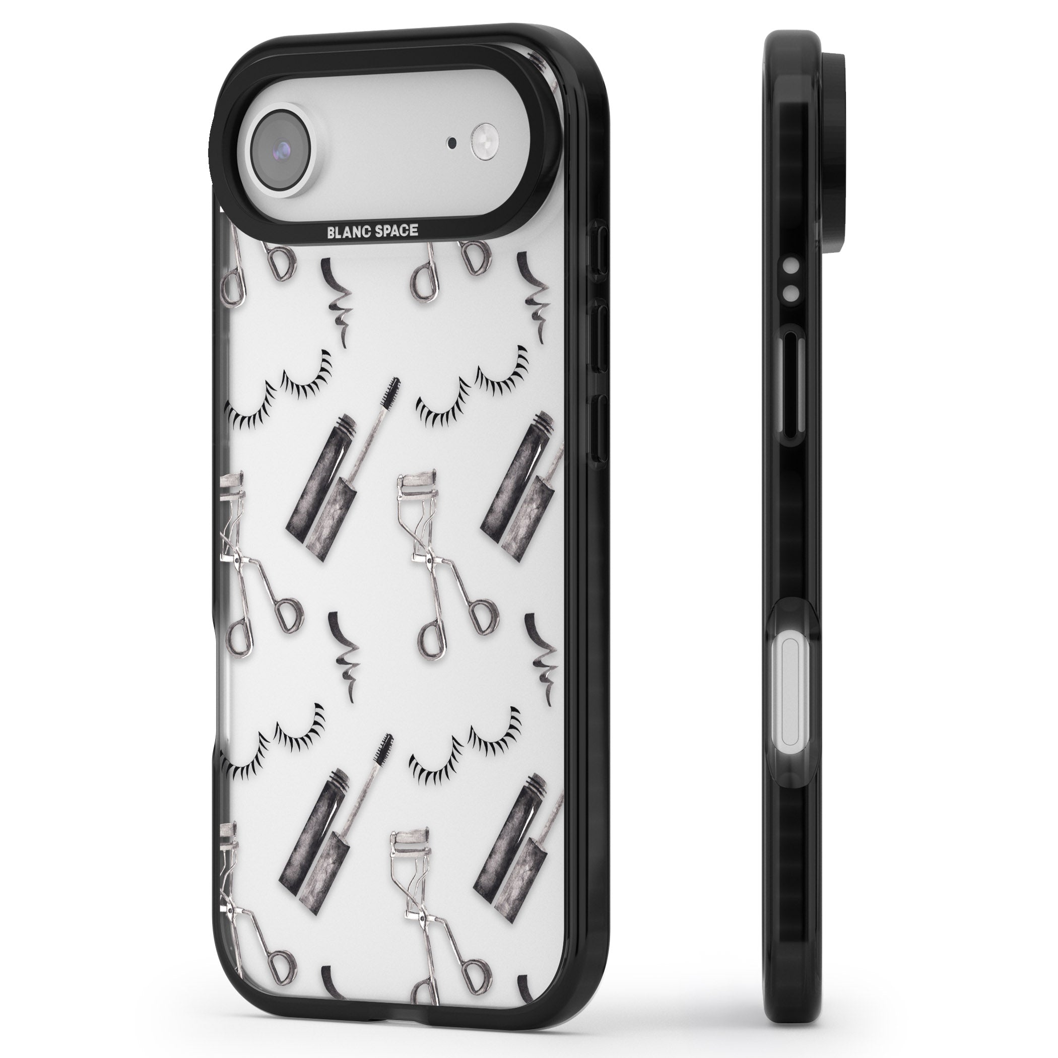 Eyelash Makeup Pattern iPhone 17 Air Impact Black Phone Case Side Profile