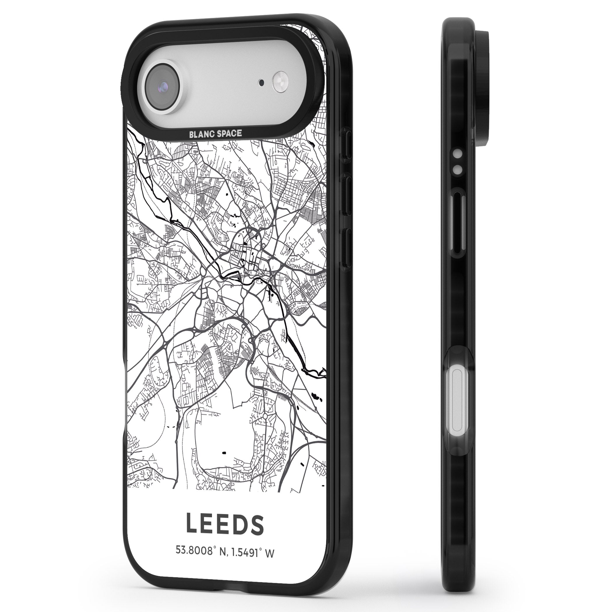 Leeds Map iPhone 17 Air Impact Black Phone Case Side Profile