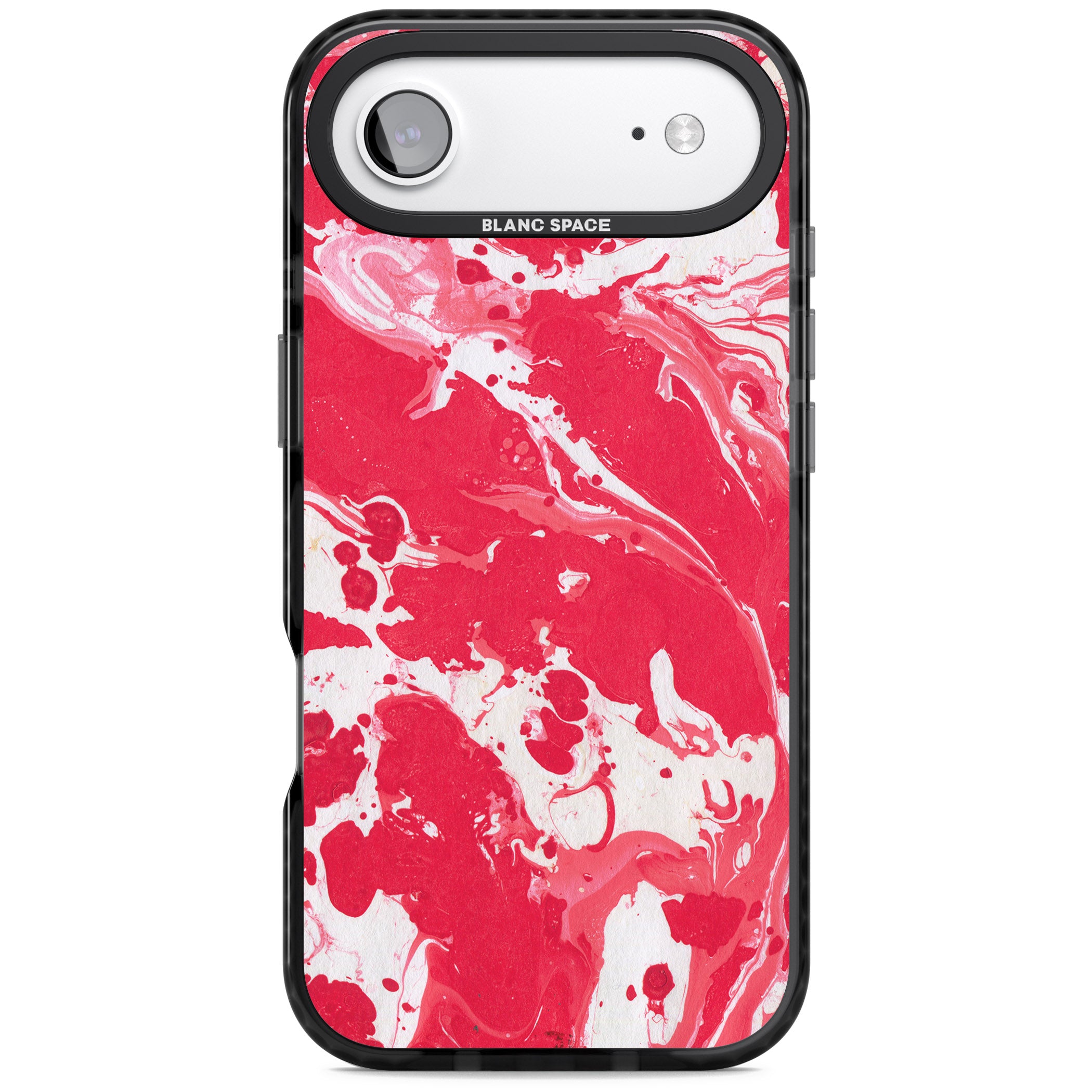 Red & White Marbled iPhone 17 Air Impact Black Phone Case