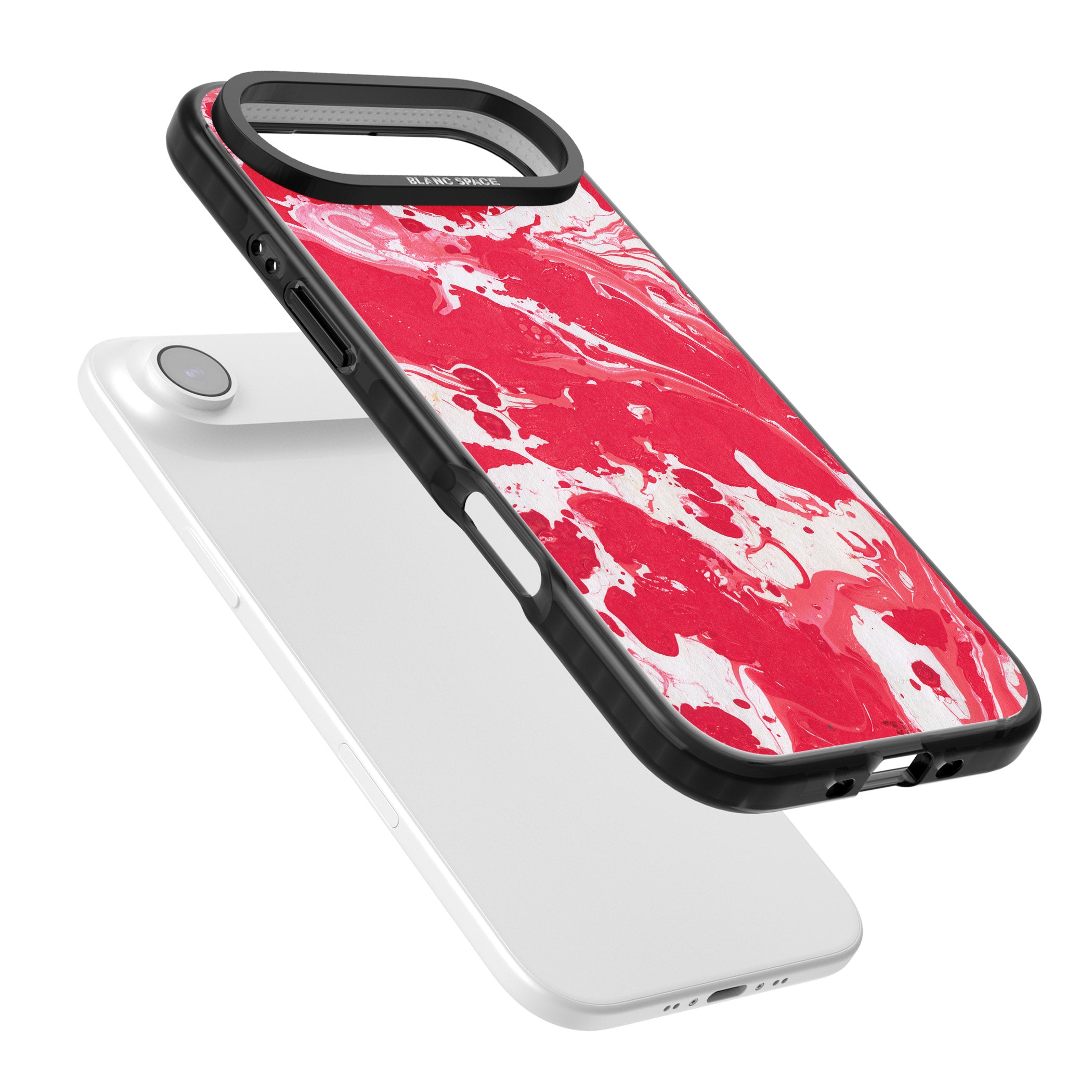 Red & White Marbled iPhone 17 Air Impact Black Phone Case Colours