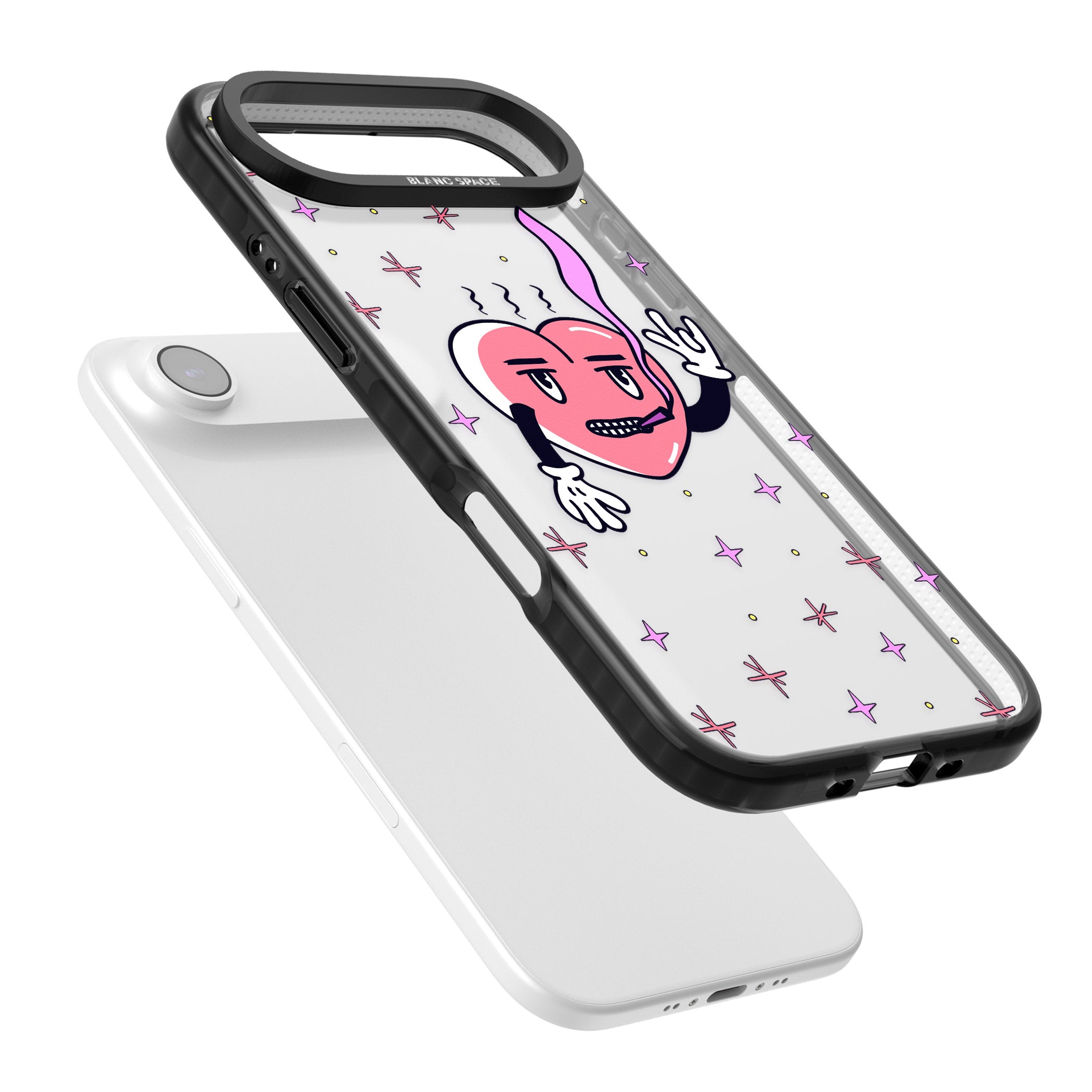 Quirky Heart iPhone 17 Air Impact Black Phone Case Colours