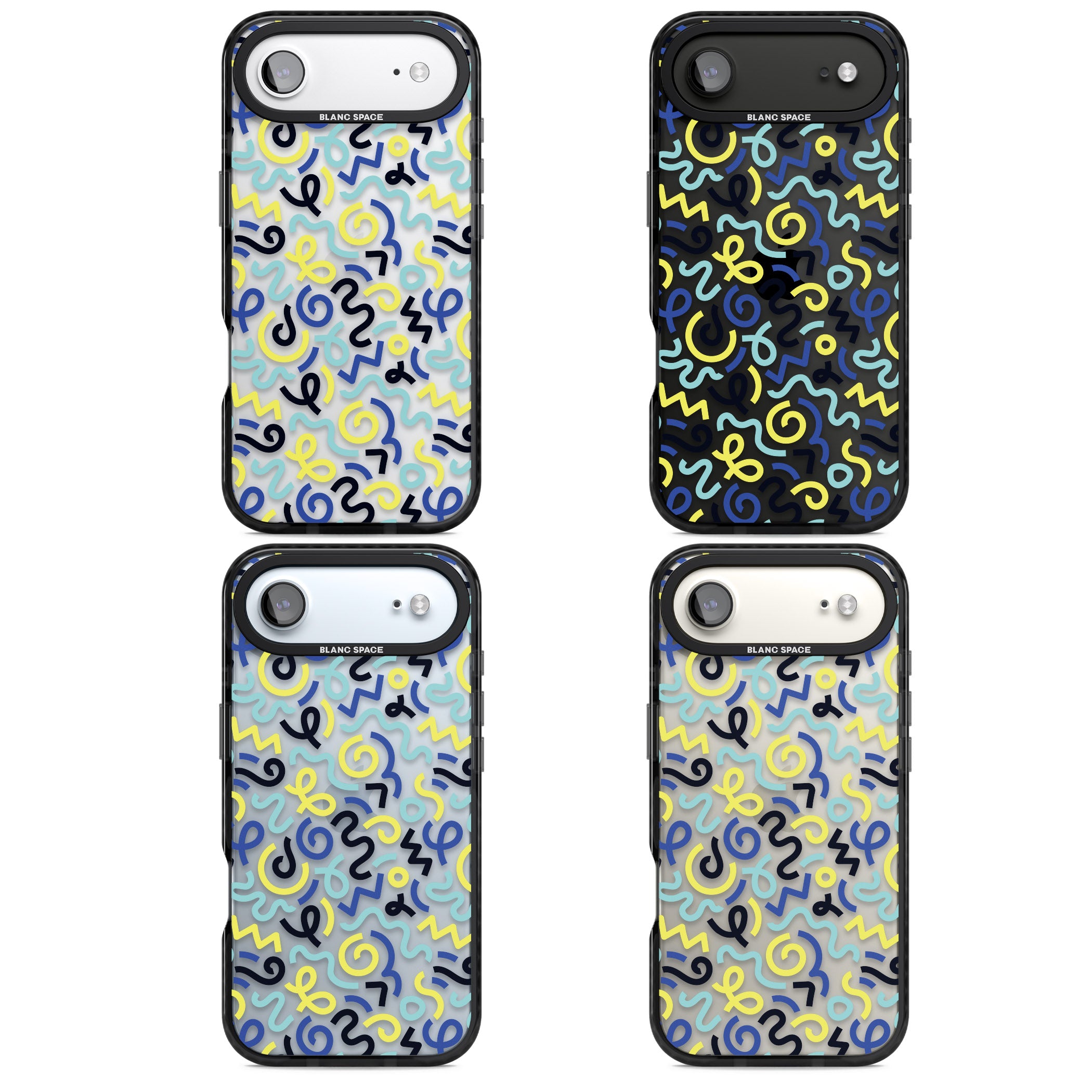 Blue & Yellow Memphis Retro iPhone 17 Air Impact Black Phone Case APT Impact Protection