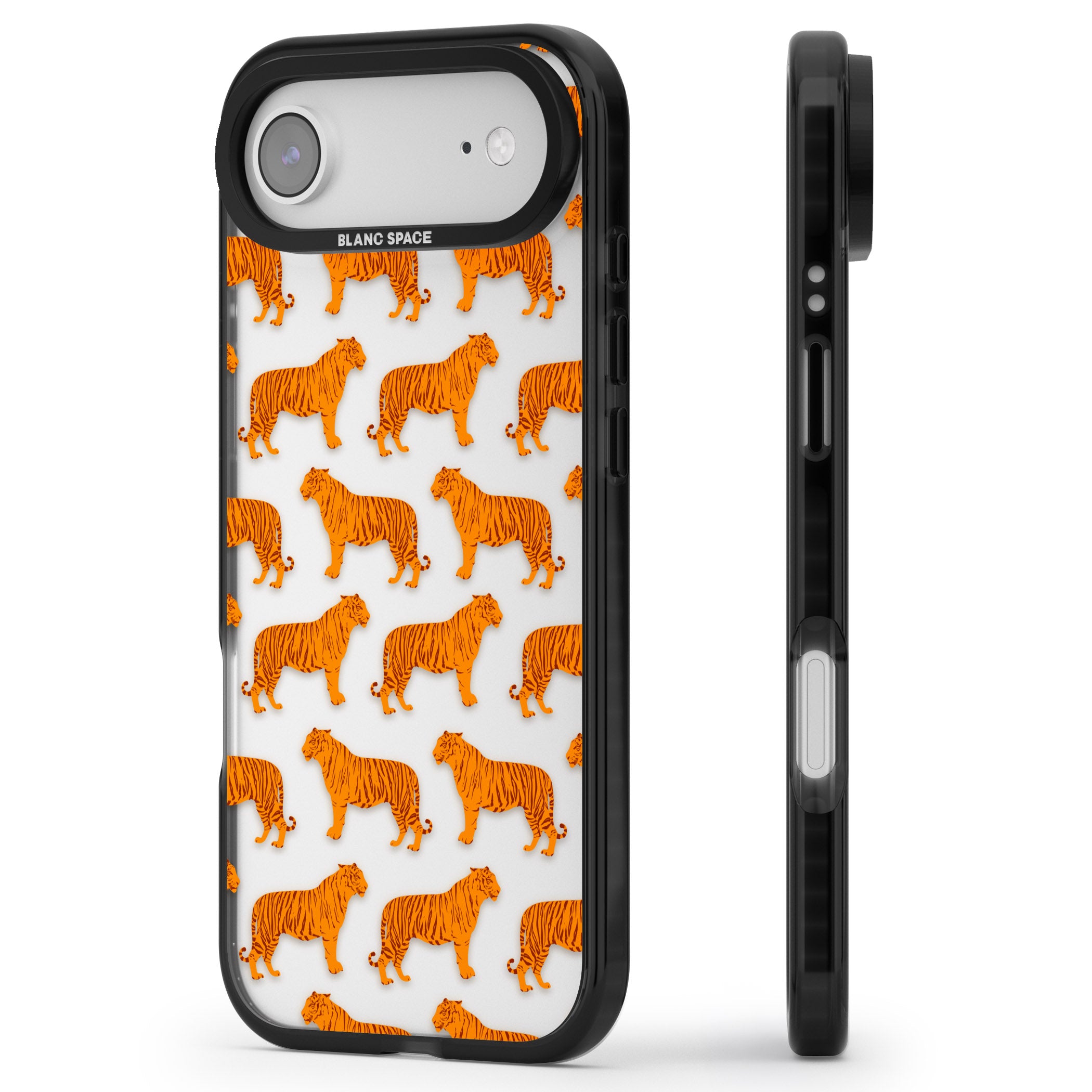 Tiger Pattern iPhone 17 Air Impact Black Phone Case Side Profile