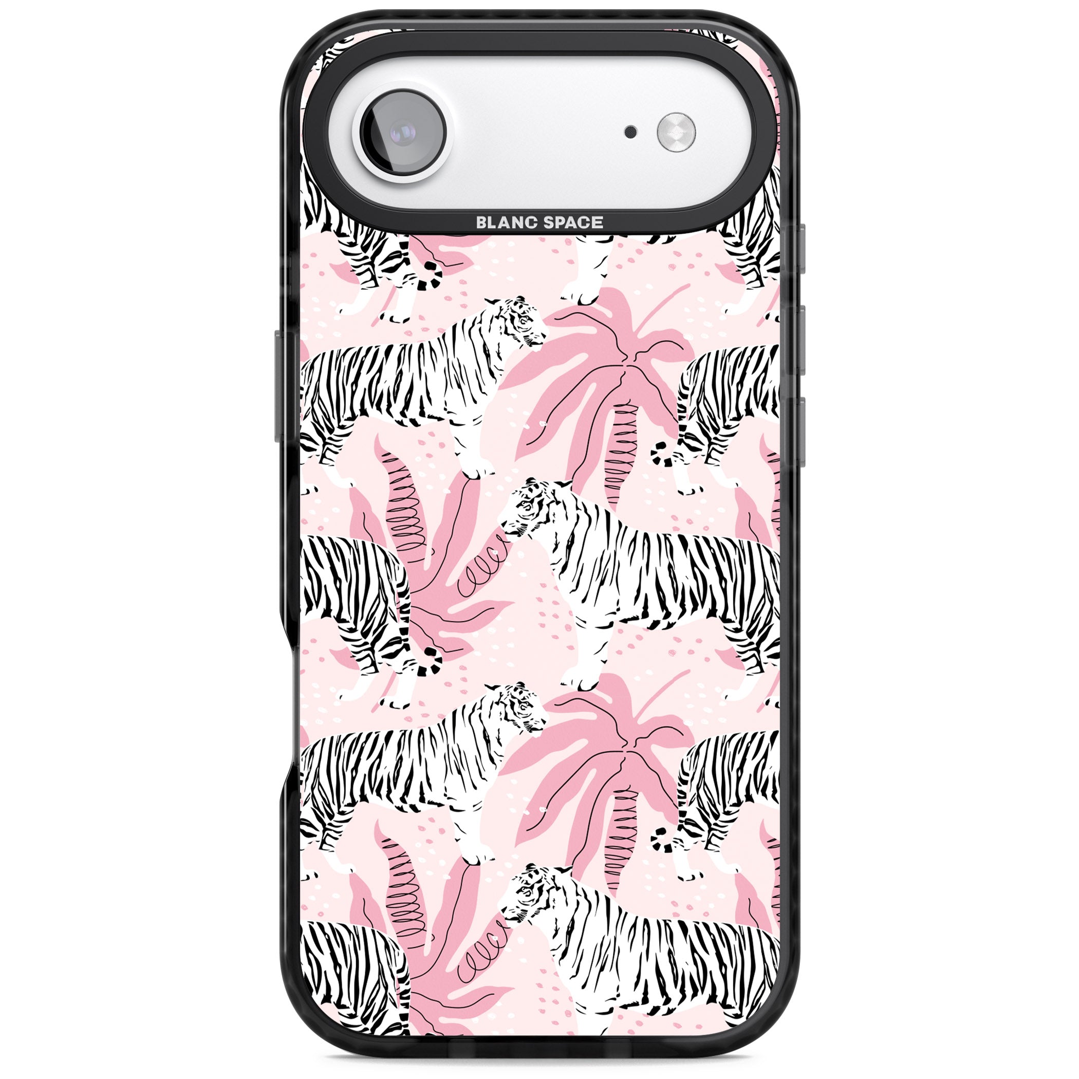 Pink Tiger Palm iPhone 17 Air Impact Black Phone Case
