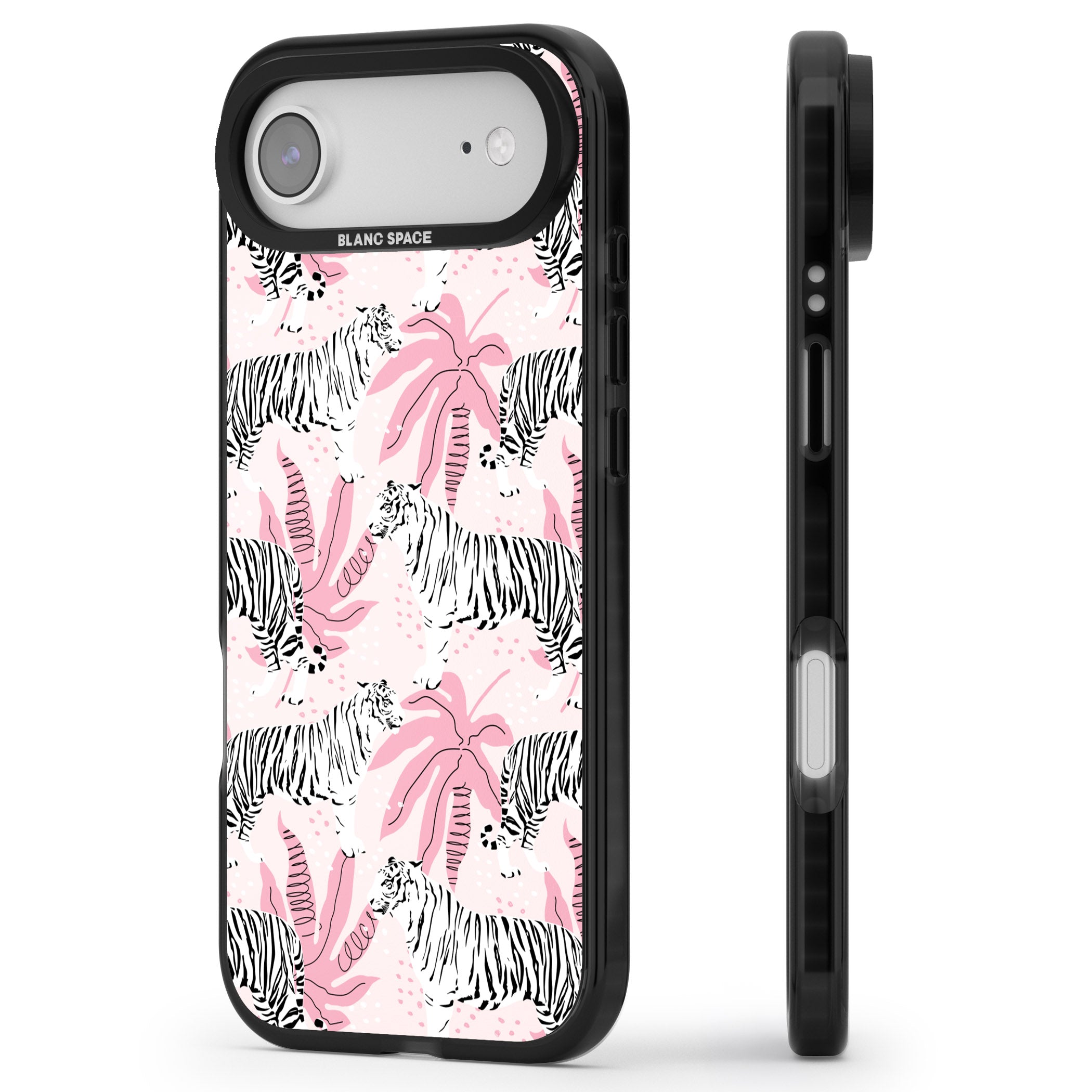 Pink Tiger Palm iPhone 17 Air Impact Black Phone Case Side Profile