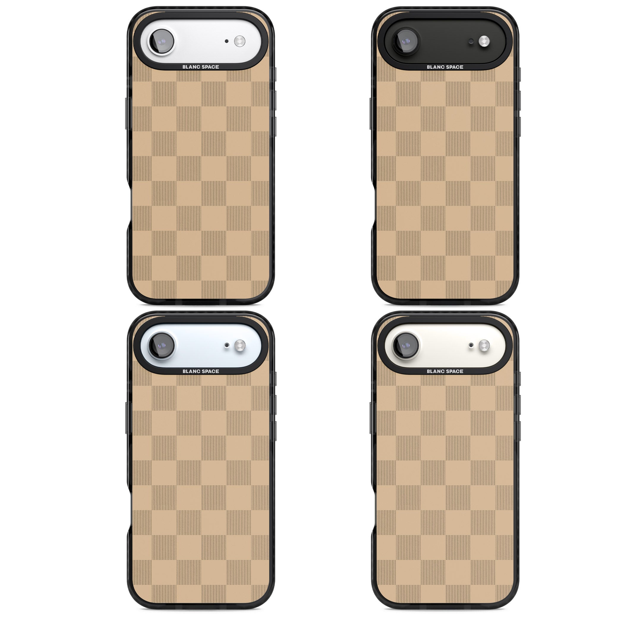 Beige Checkered iPhone 17 Air Impact Black Phone Case APT Impact Protection
