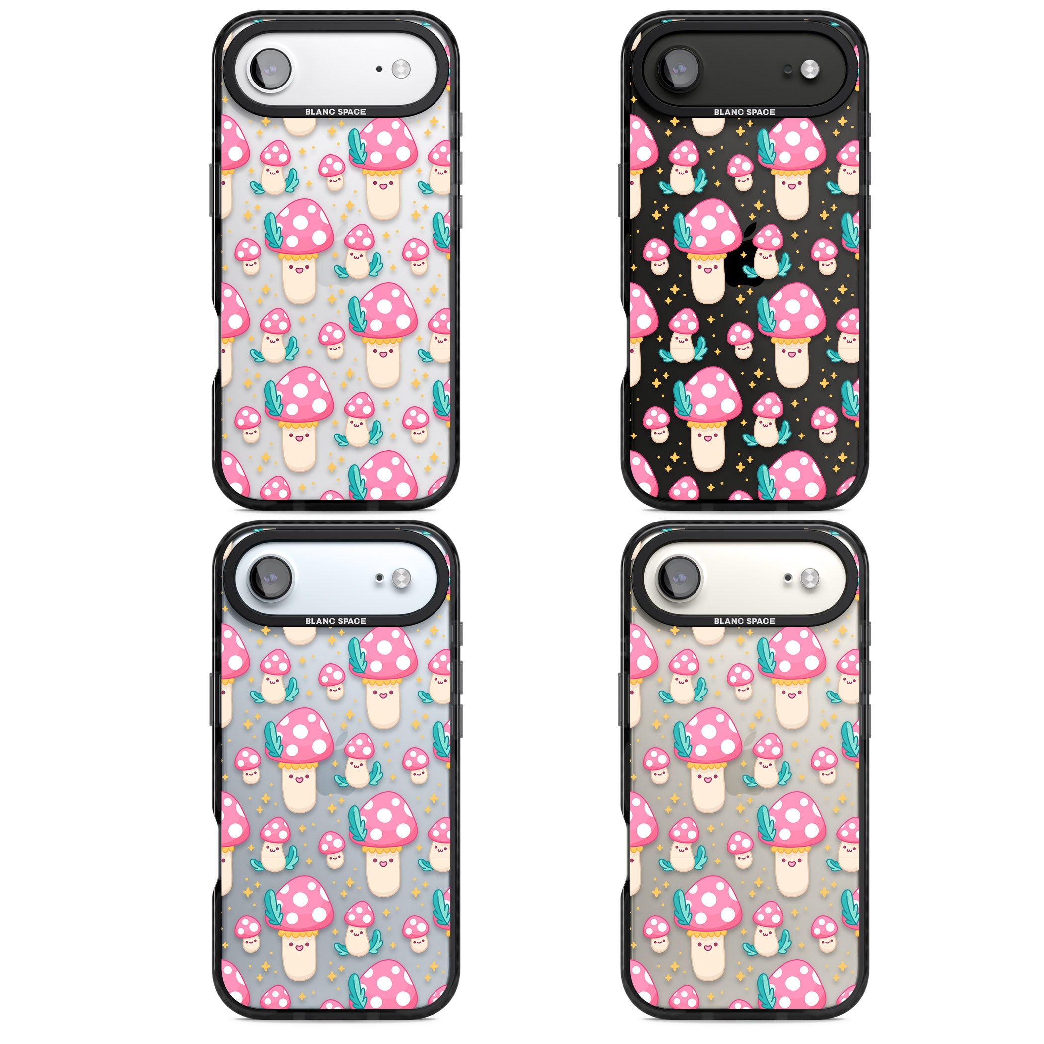 Cute Mushroom Pattern iPhone 17 Air Impact Black Phone Case APT Impact Protection