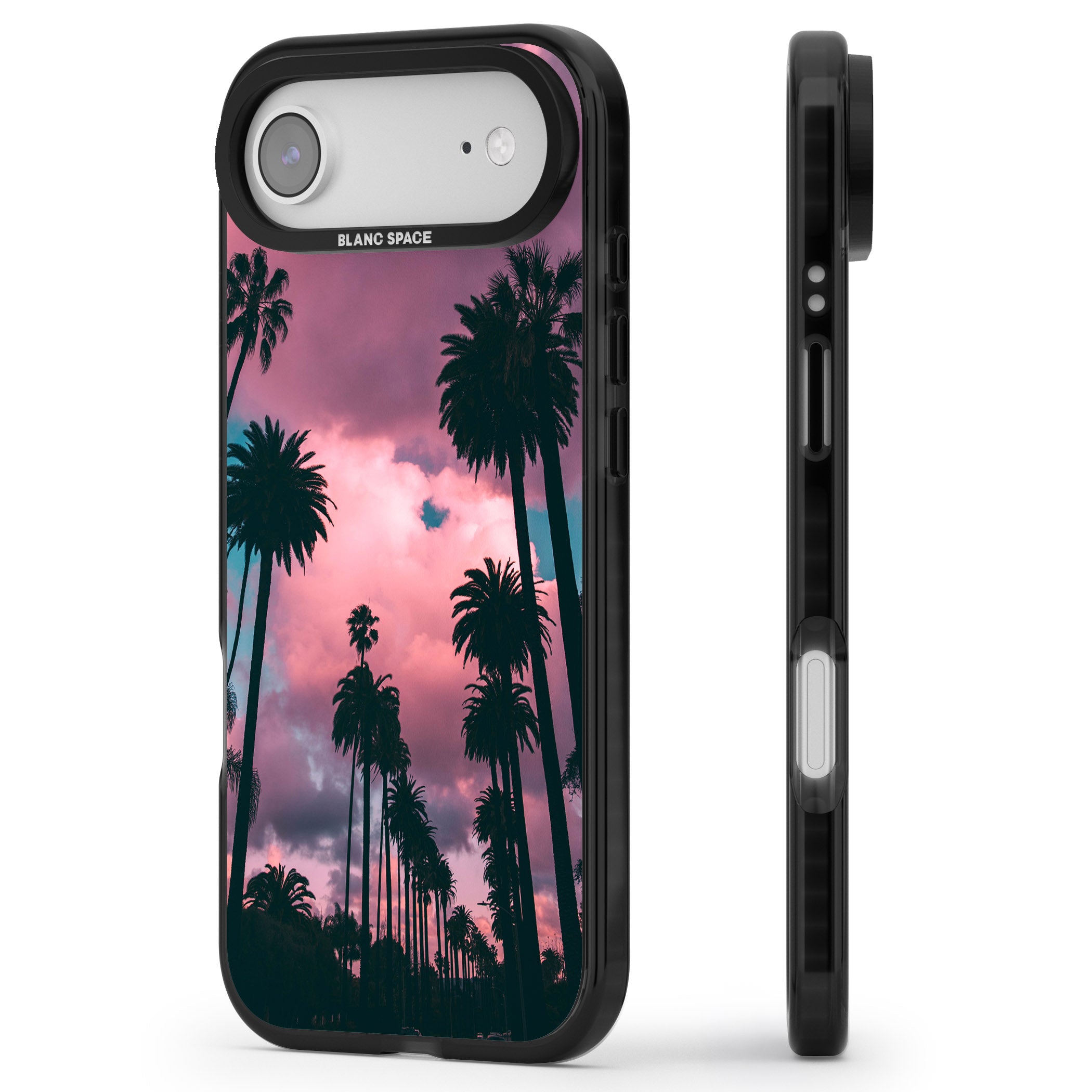 Sunset Palms iPhone 17 Air Impact Black Phone Case Side Profile