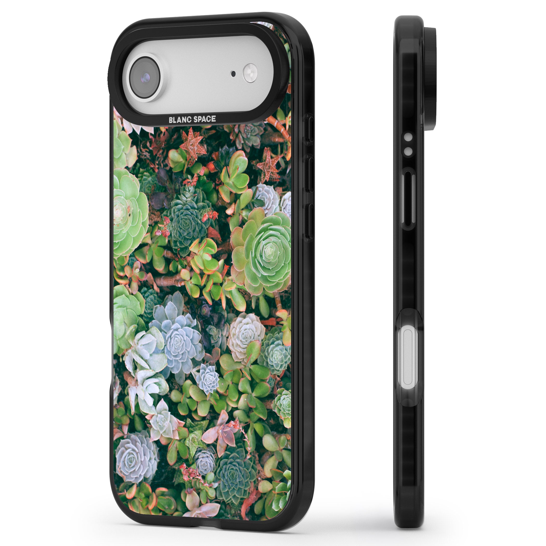 Succulent Garden iPhone 17 Air Impact Black Phone Case Side Profile
