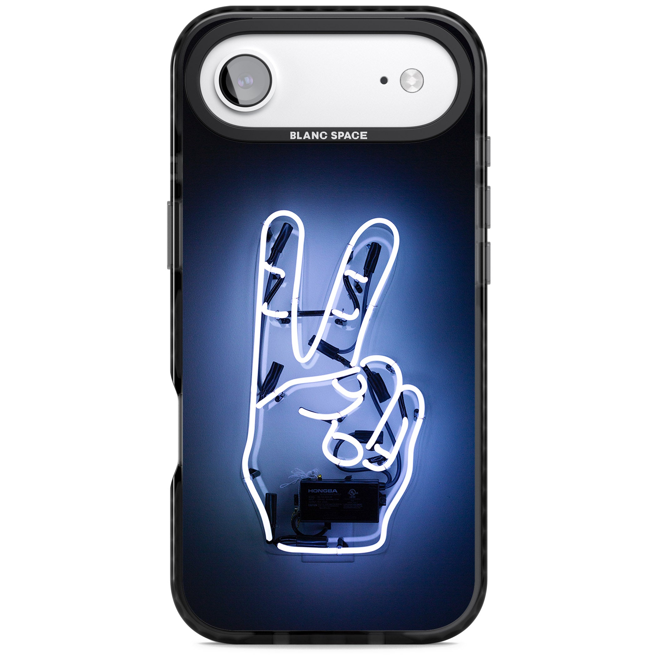 Neon Peace Sign iPhone 17 Air Impact Black Phone Case