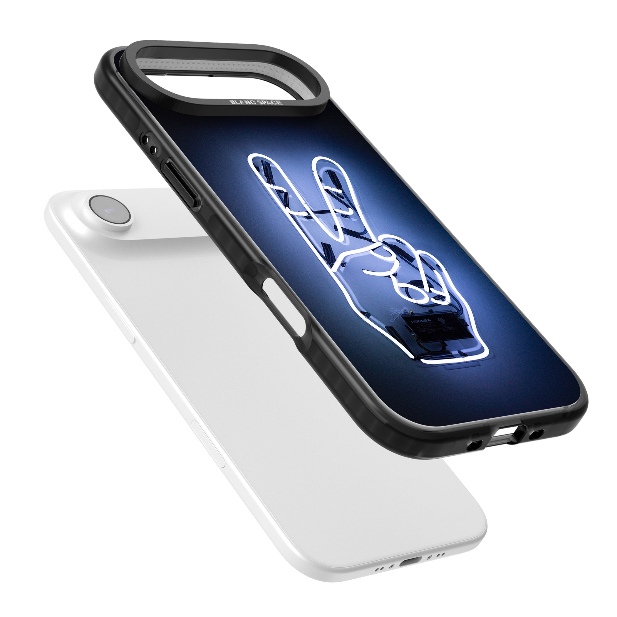 Neon Peace Sign iPhone 17 Air Impact Black Phone Case Colours