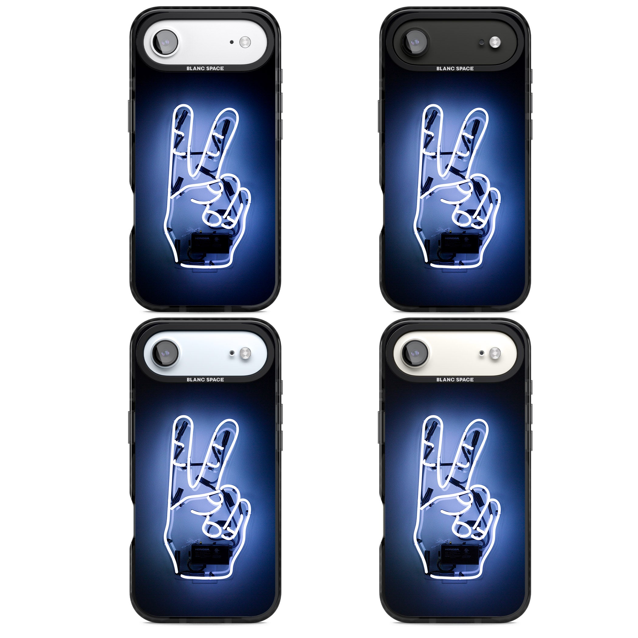 Neon Peace Sign iPhone 17 Air Impact Black Phone Case APT Impact Protection