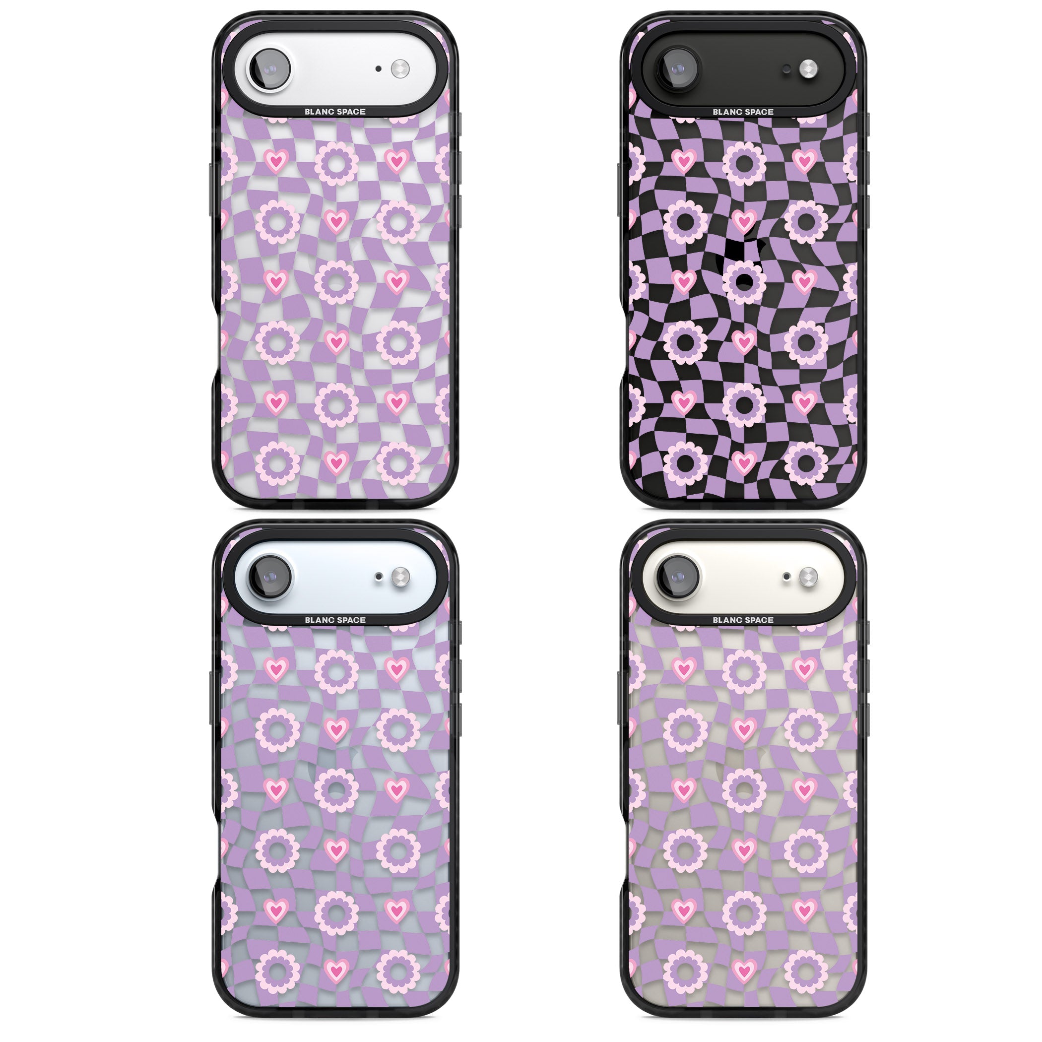 Checkered Love Pattern iPhone 17 Air Impact Black Phone Case APT Impact Protection
