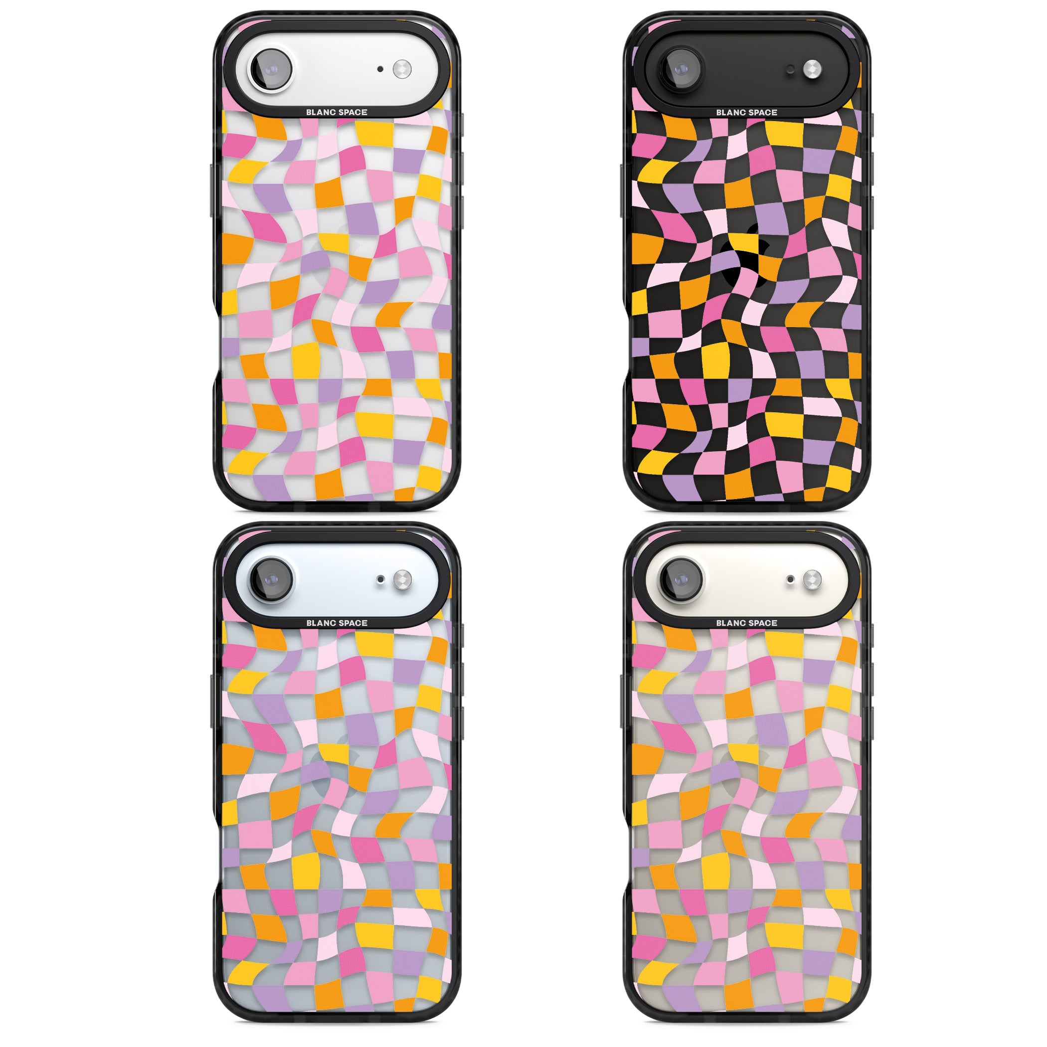 Wonky Squares Pattern iPhone 17 Air Impact Black Phone Case APT Impact Protection