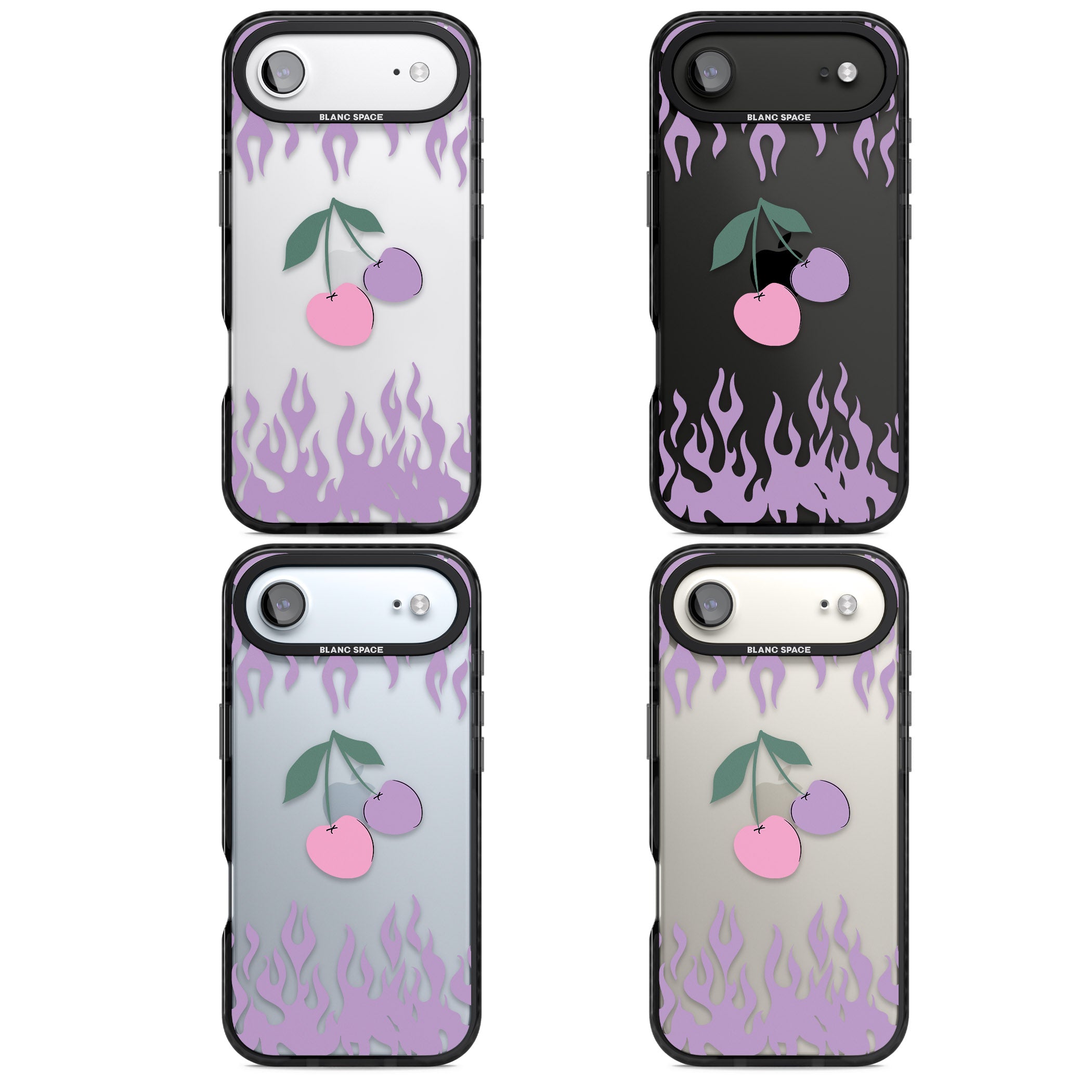 Cherries N' Flames iPhone 17 Air Impact Black Phone Case APT Impact Protection