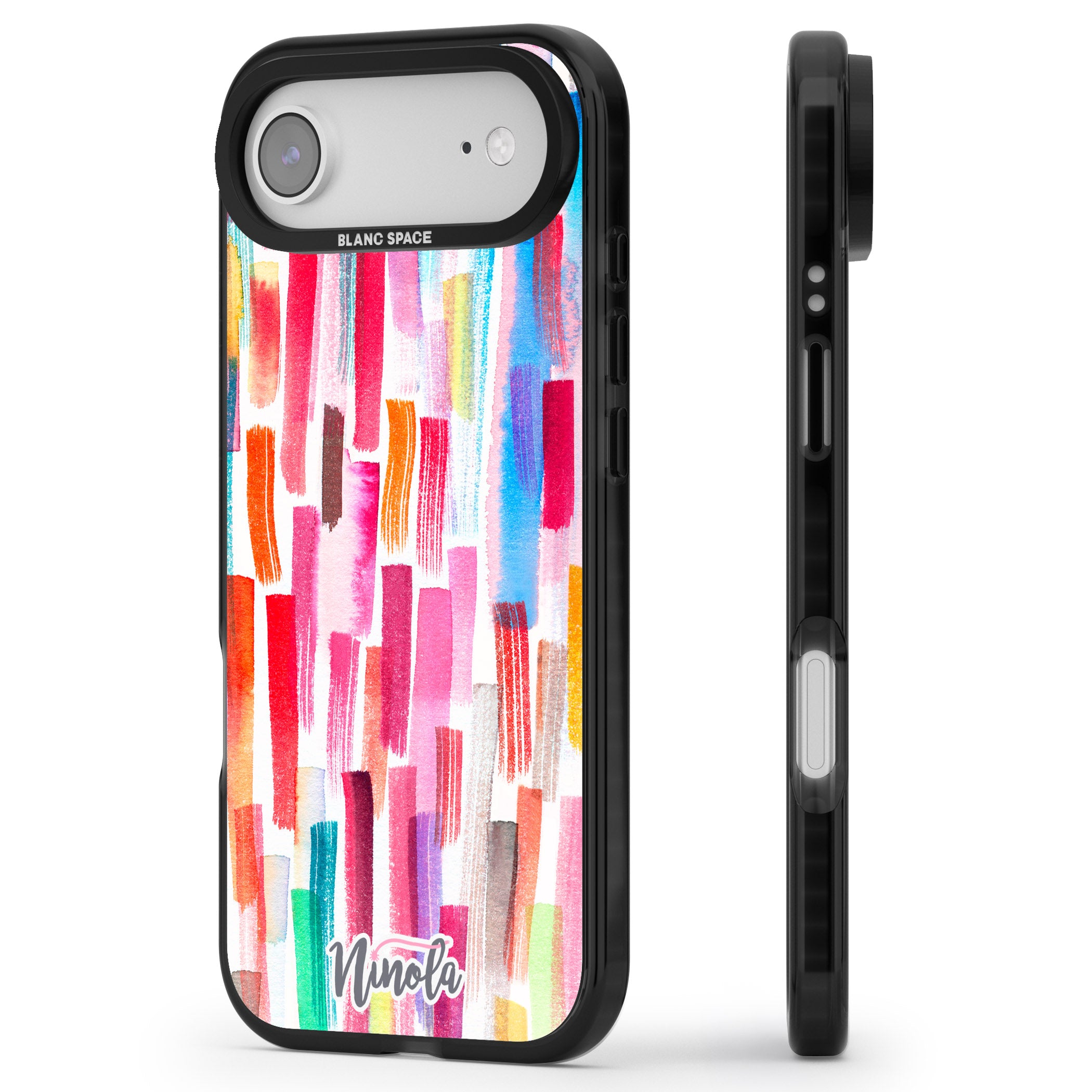 Colorful Brushstrokes iPhone 17 Air Impact Black Phone Case Side Profile