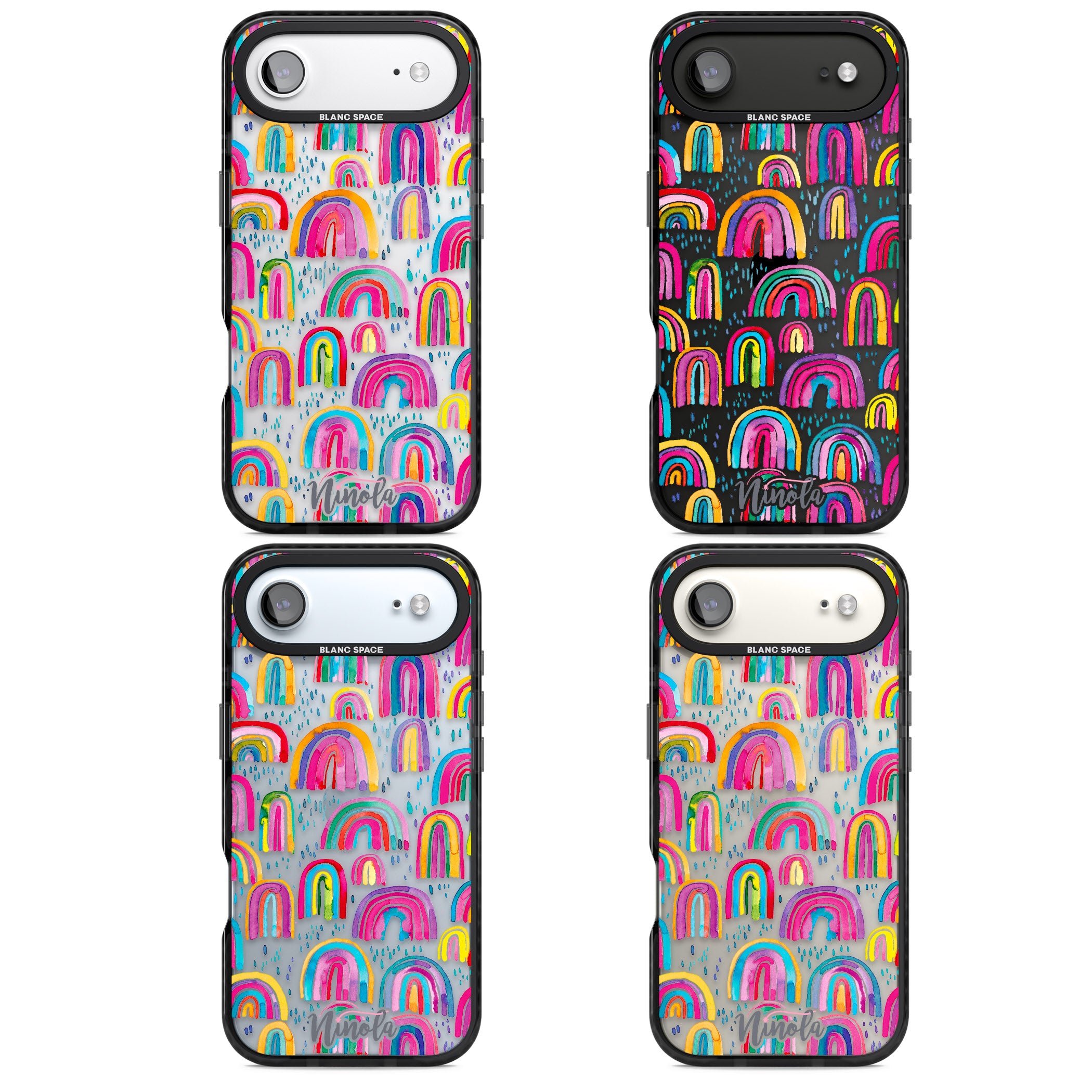 Watercolor Rainbow iPhone 17 Air Impact Black Phone Case APT Impact Protection