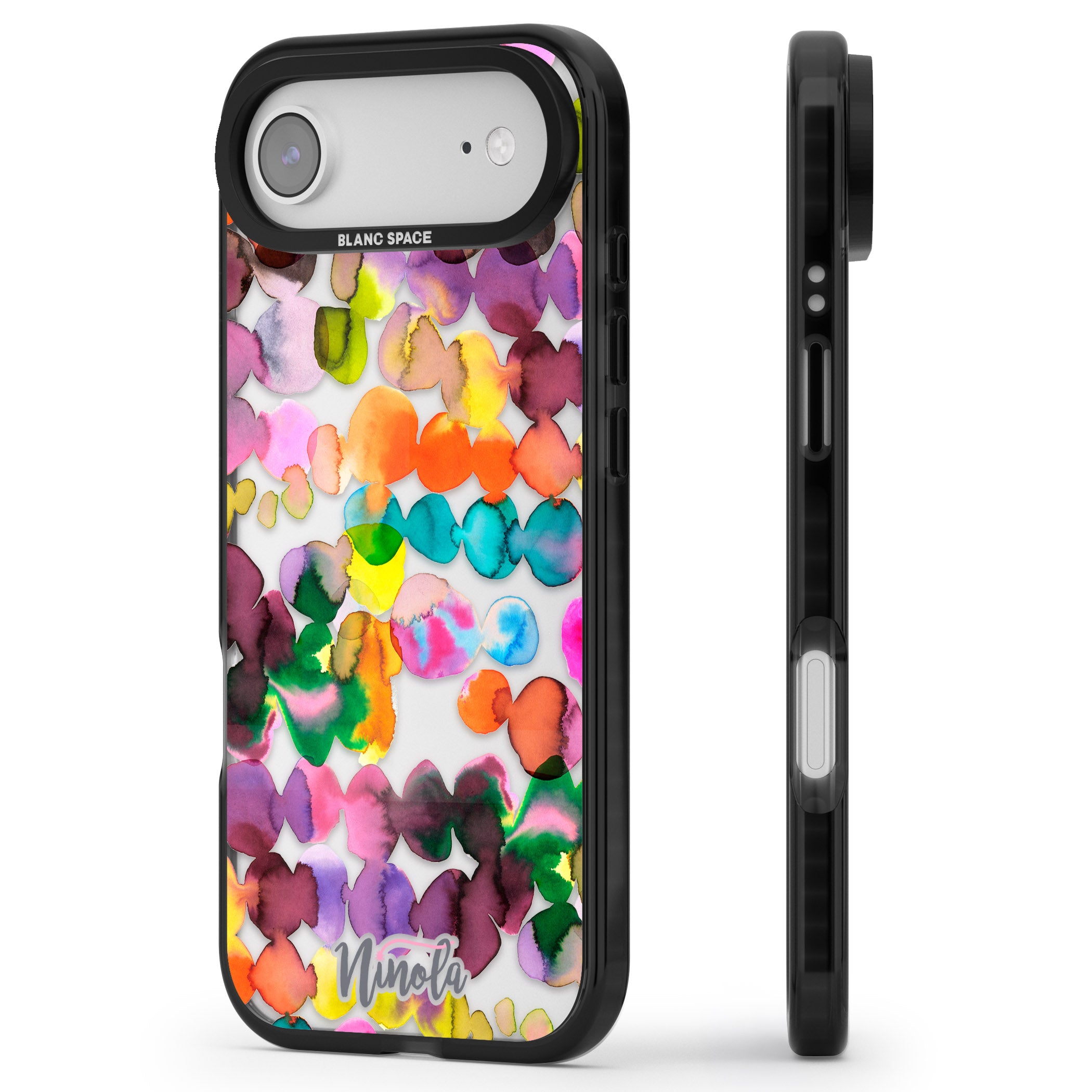 Ink Splash Hues iPhone 17 Air Impact Black Phone Case Side Profile