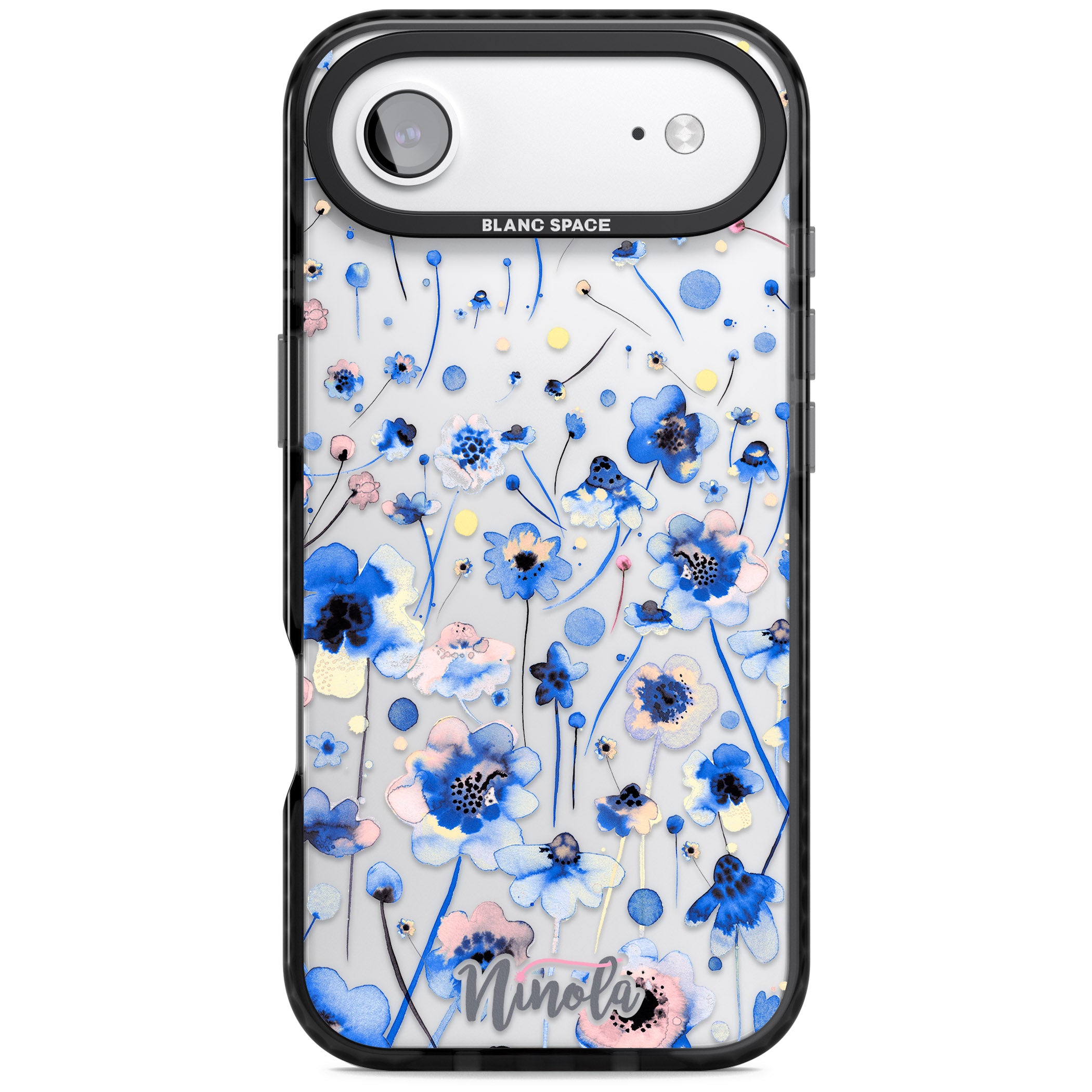 Ink Flowers Blue iPhone 17 Air Impact Black Phone Case