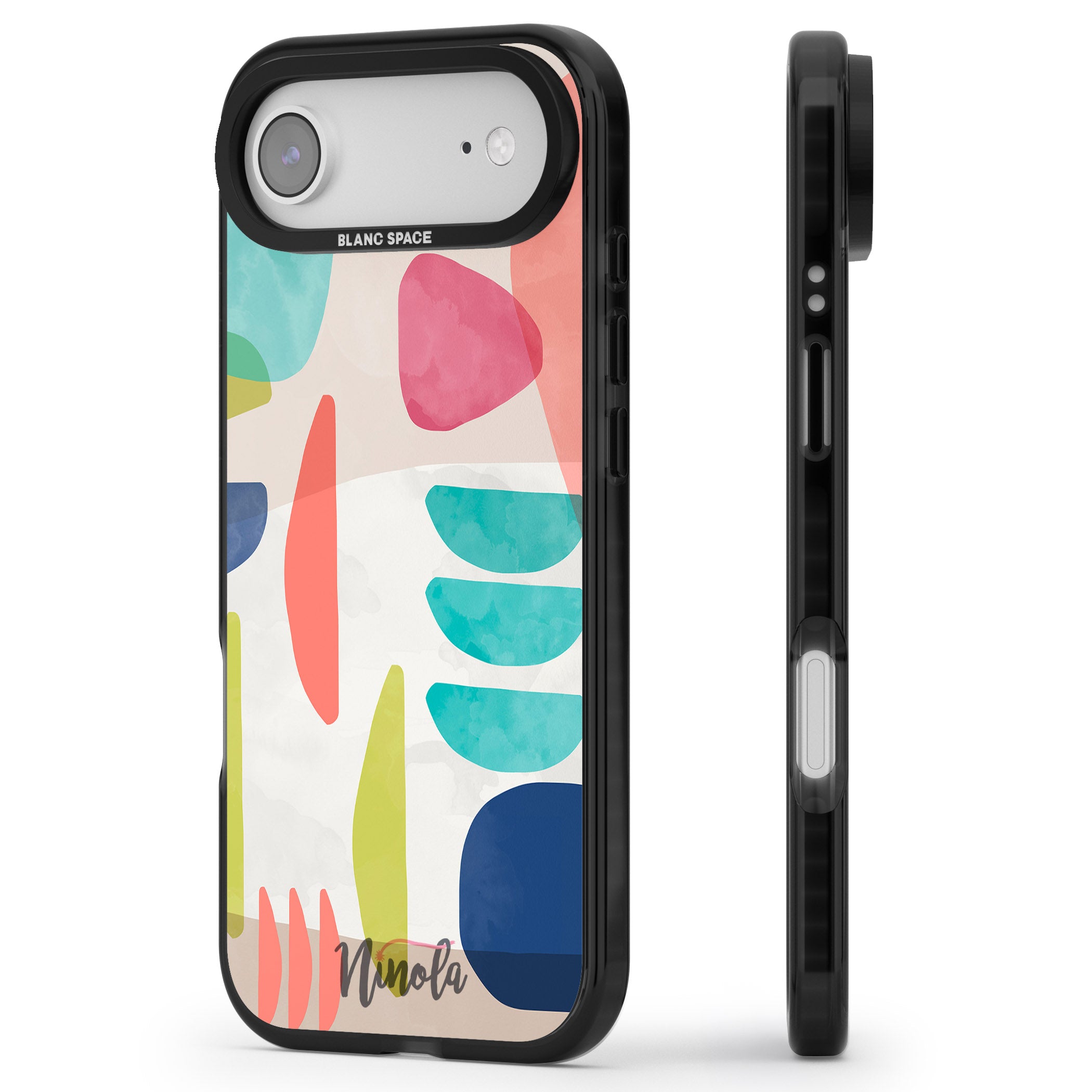 Bold Colorful Shapes iPhone 17 Air Impact Black Phone Case Side Profile