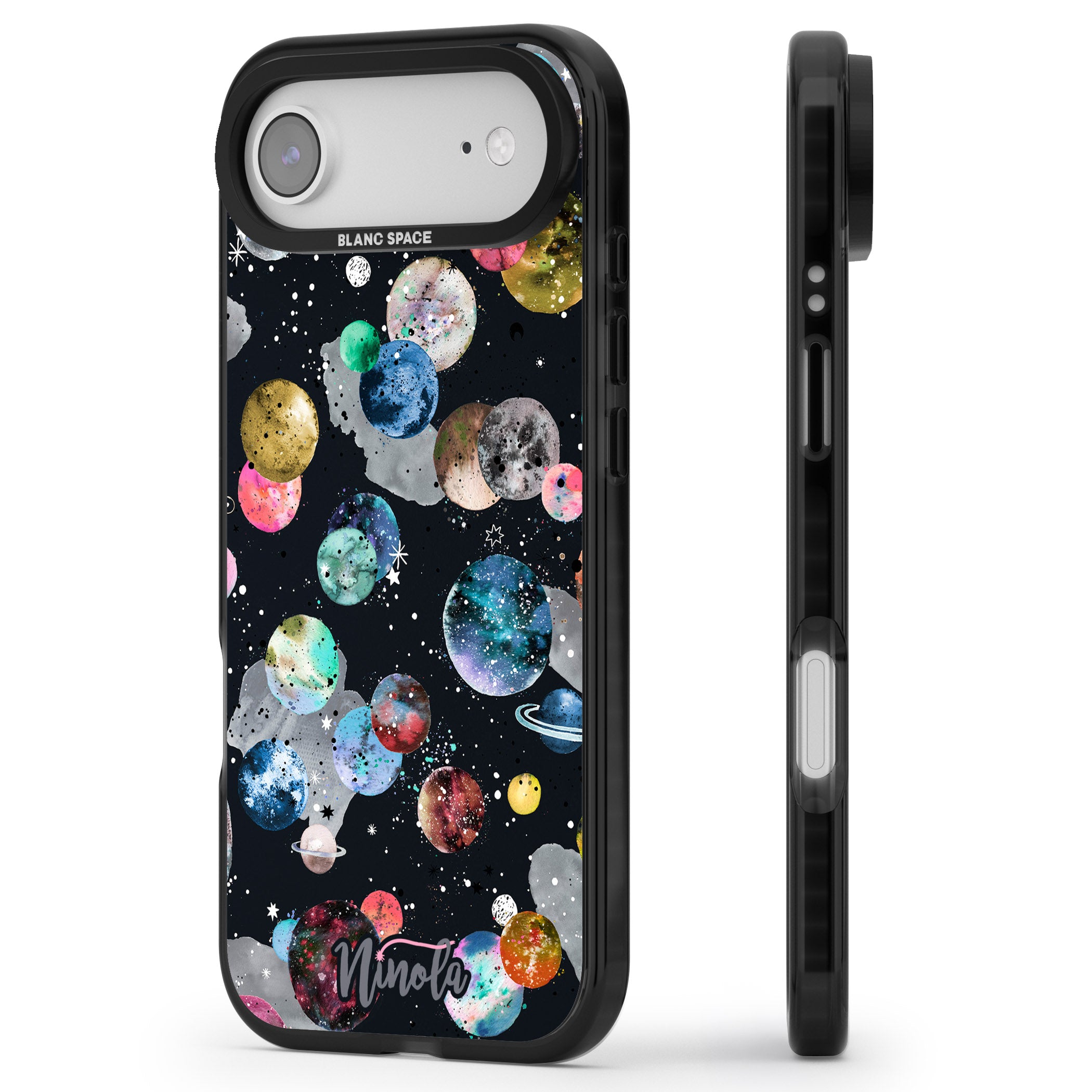 Cosmic Galaxy iPhone 17 Air Impact Black Phone Case Side Profile