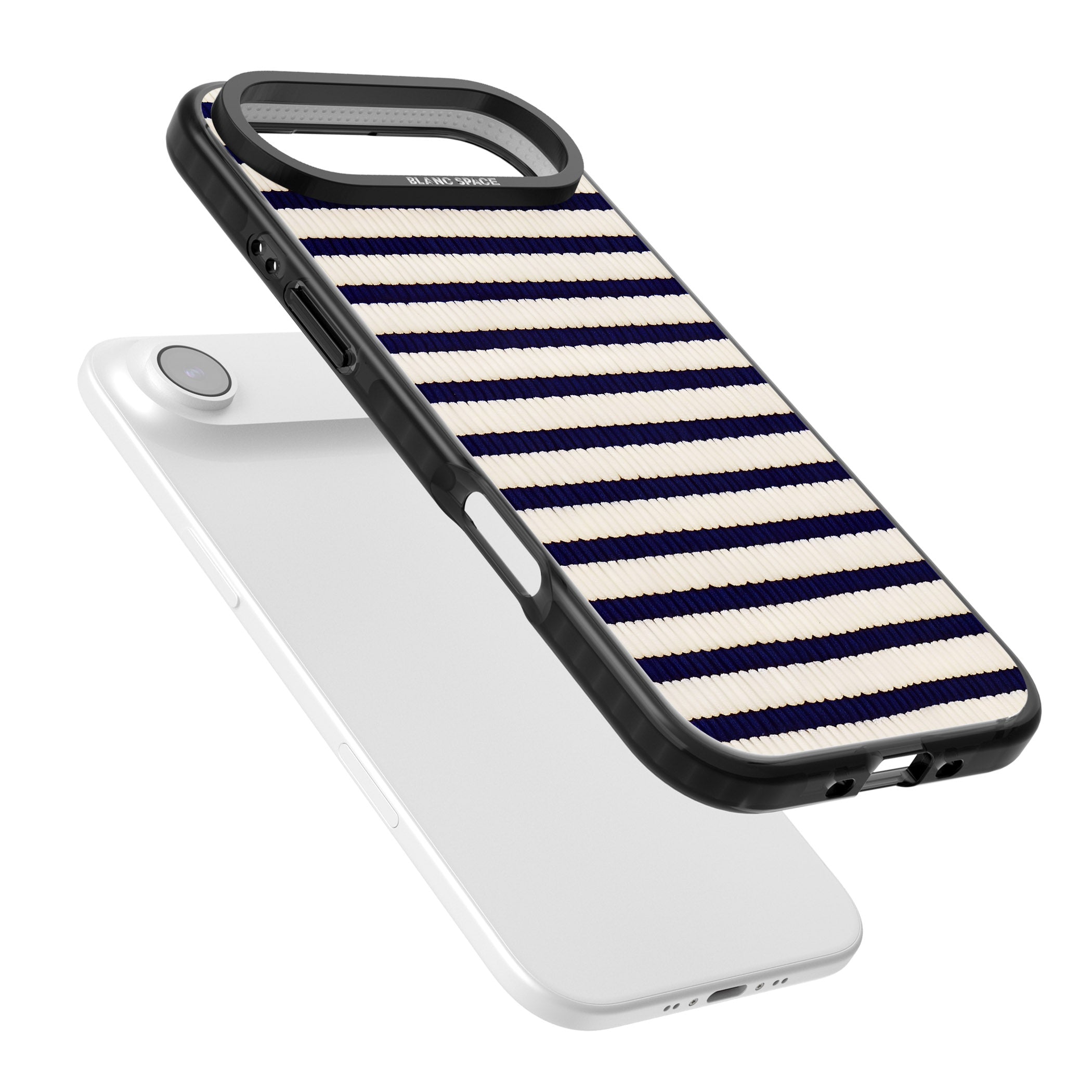 Navy & Cream Stripes iPhone 17 Air Impact Black Phone Case Colours