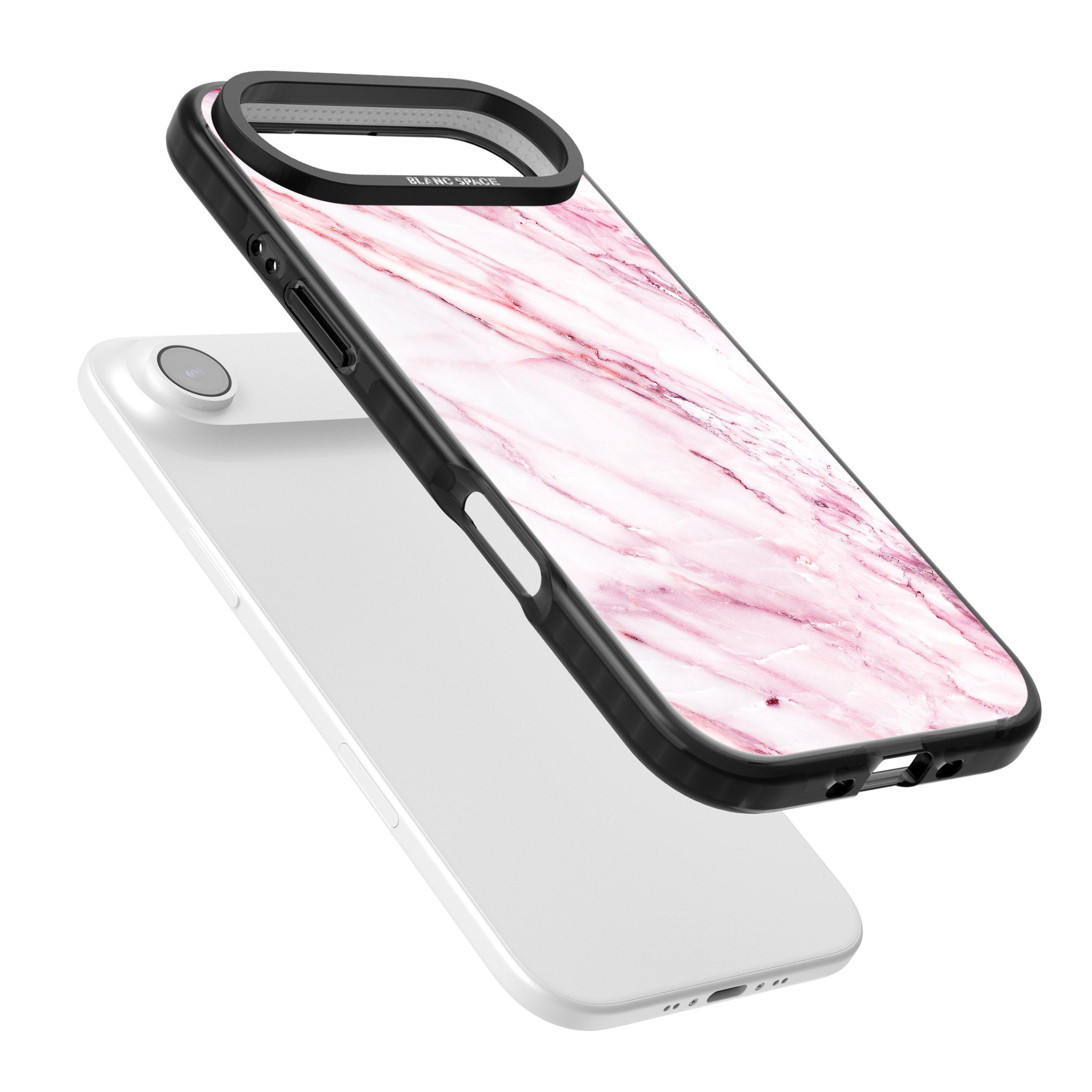 White Pink Onyx Marble iPhone 17 Air Impact Black Phone Case Colours