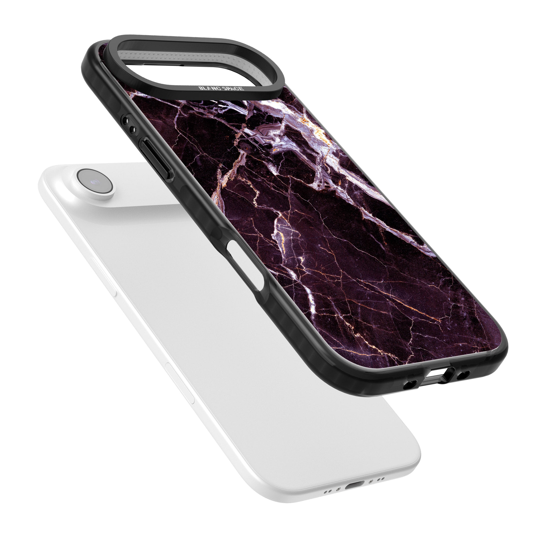 Violet Shatter Marble iPhone 17 Air Impact Black Phone Case Colours