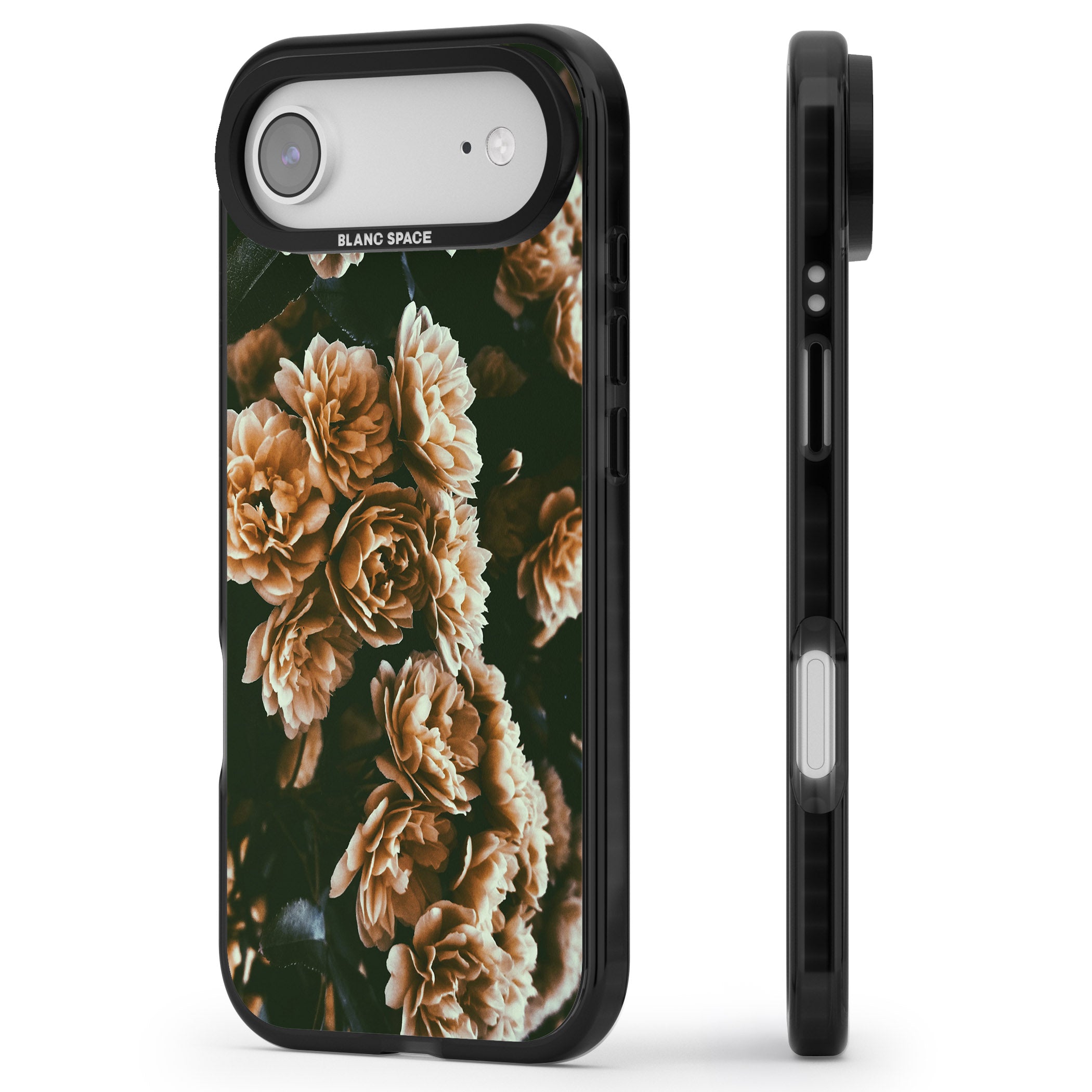 Moody Peony iPhone 17 Air Impact Black Phone Case Side Profile