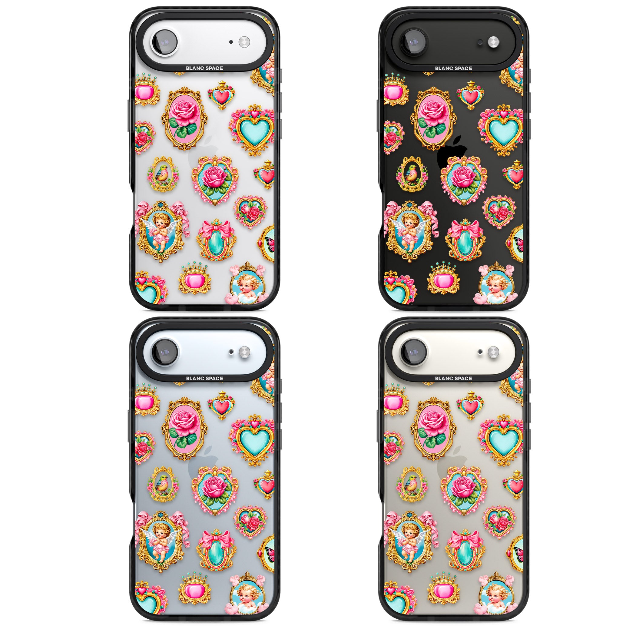 Angelcore Hearts Frames iPhone 17 Air Impact Black Phone Case APT Impact Protection