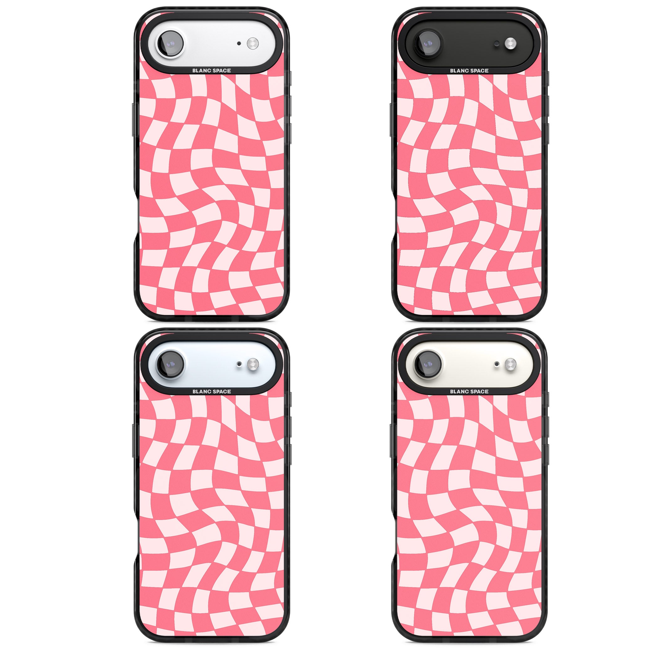 Pink Wavy Checked Pattern iPhone 17 Air Impact Black Phone Case APT Impact Protection