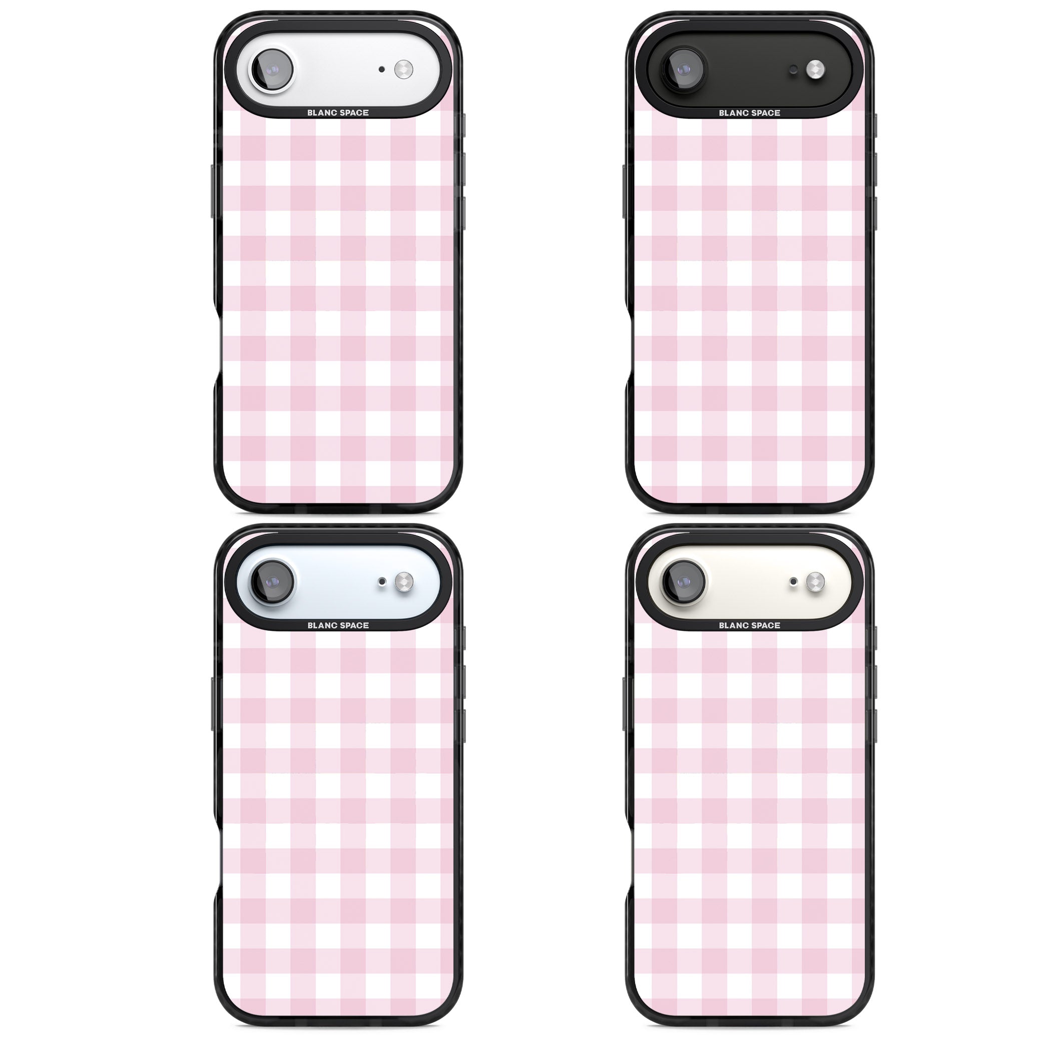 Pink Gingham Pattern iPhone 17 Air Impact Black Phone Case APT Impact Protection
