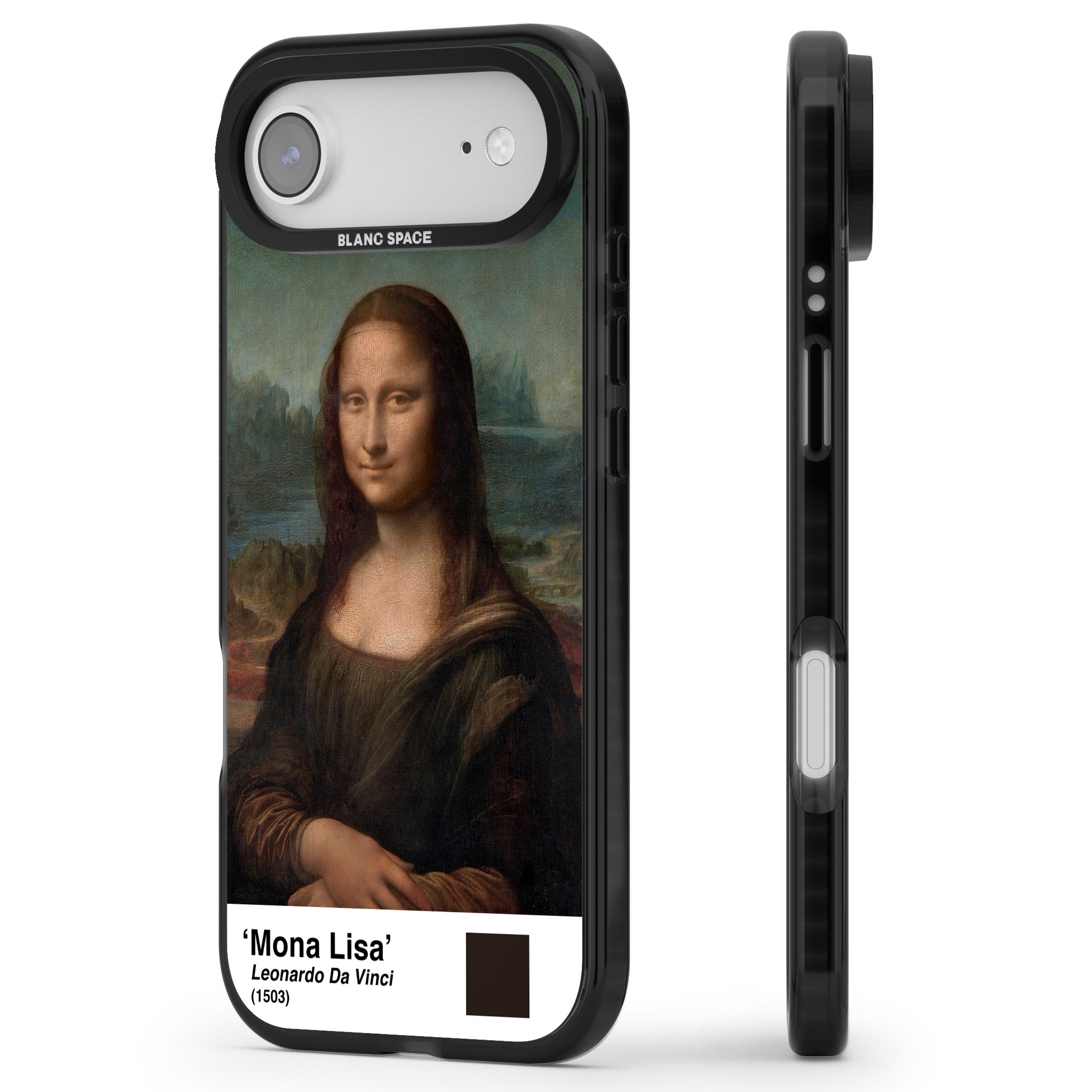 Mona Lisa iPhone 17 Air Impact Black Phone Case Side Profile