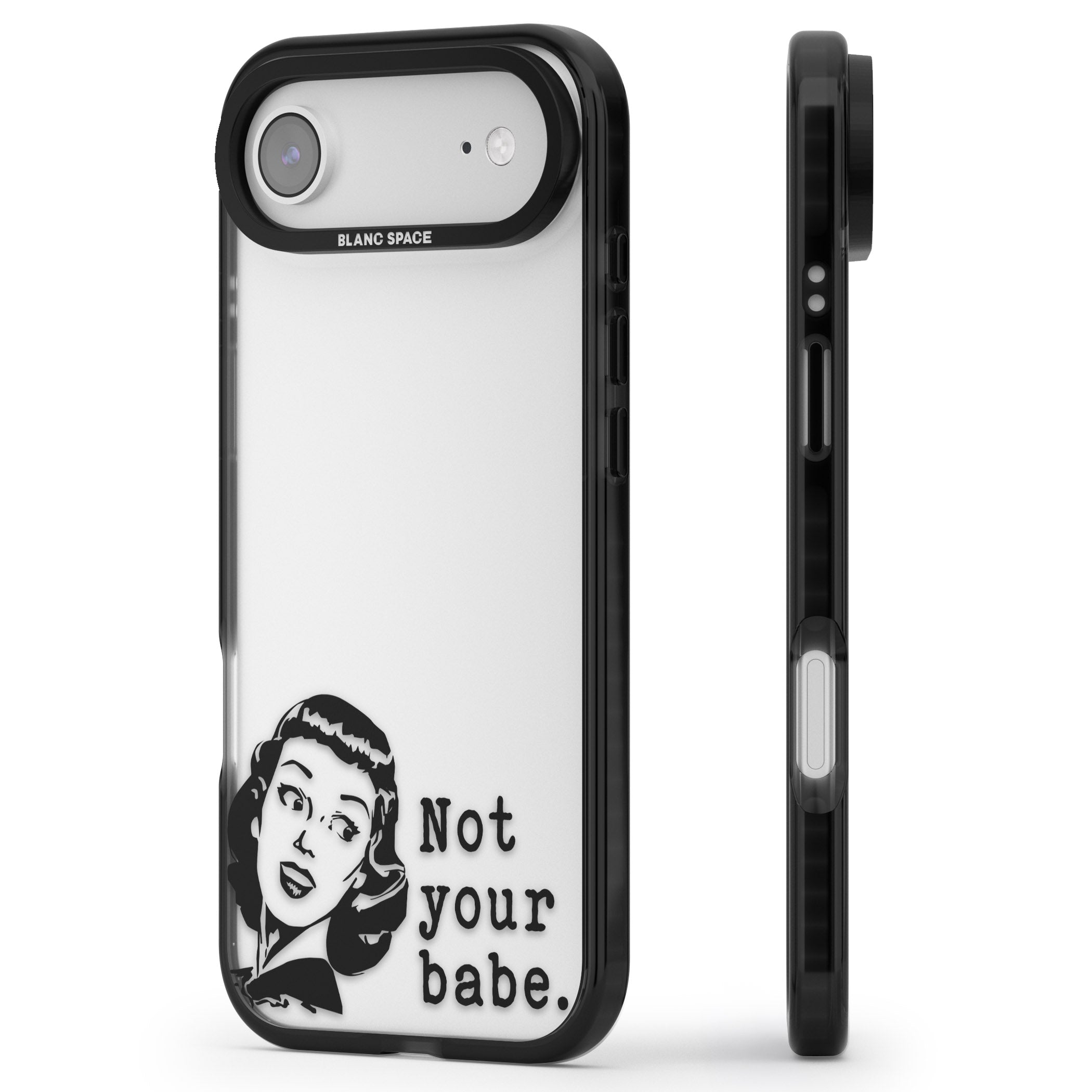 Not Your Babe iPhone 17 Air Impact Black Phone Case Side Profile