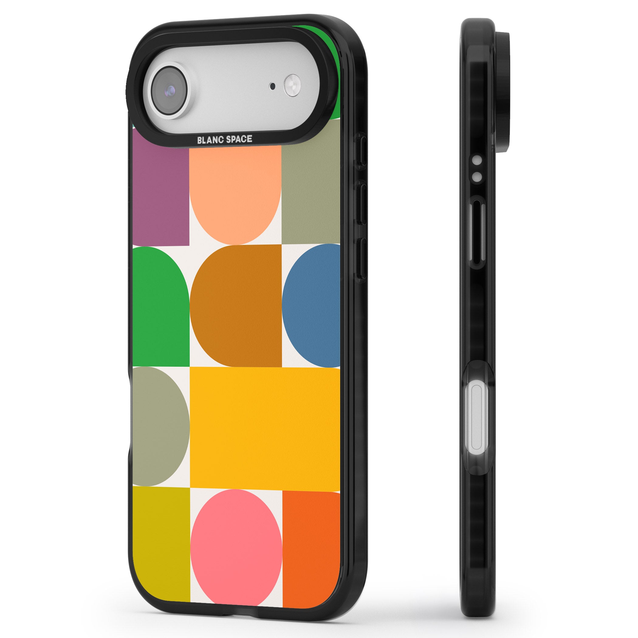 Retro Colorful Shapes iPhone 17 Air Impact Black Phone Case Side Profile