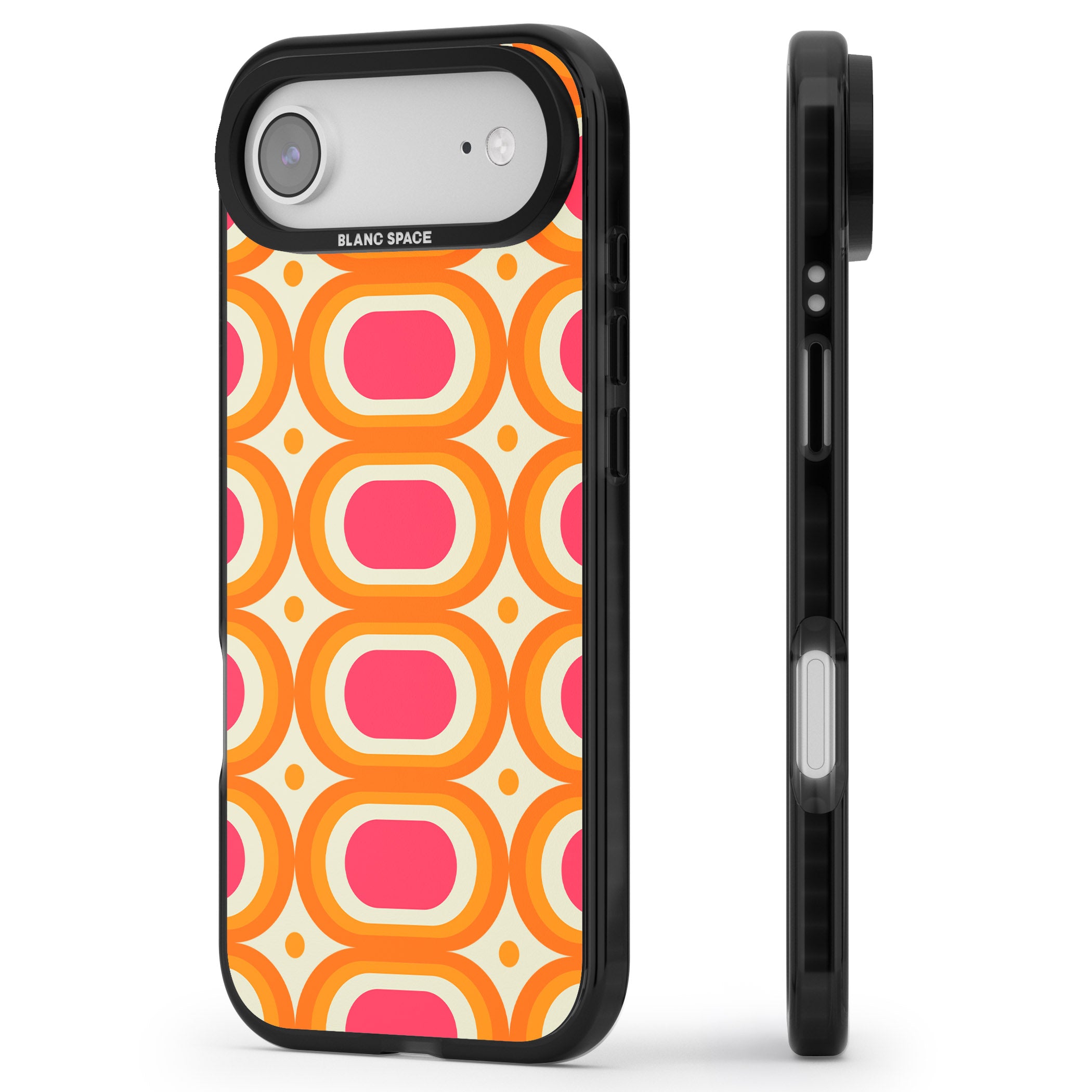 Groovy 60S Shape Pattern iPhone 17 Air Impact Black Phone Case Side Profile