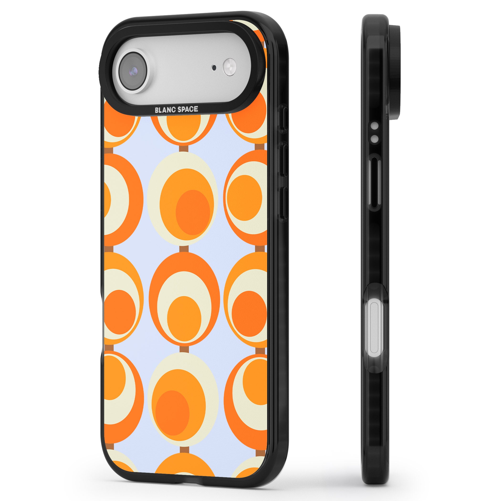 Mid Century Blue Orange Pattern iPhone 17 Air Impact Black Phone Case Side Profile