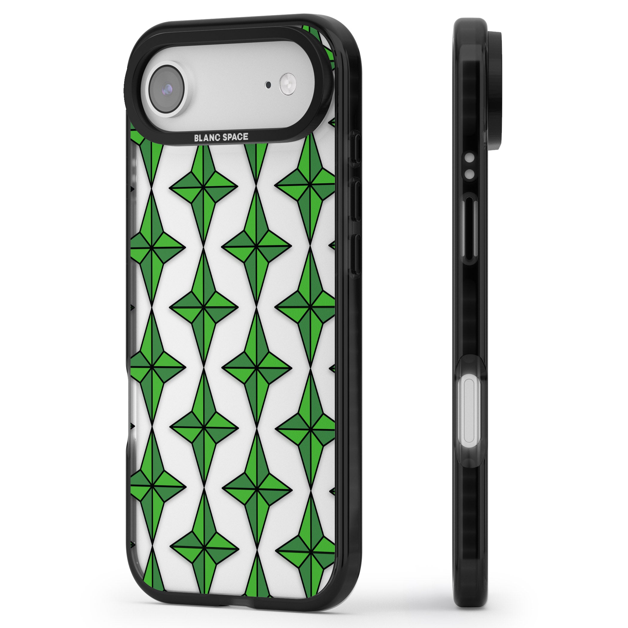 Emerald Stars Pattern (Clear) iPhone 17 Air Impact Black Phone Case Side Profile
