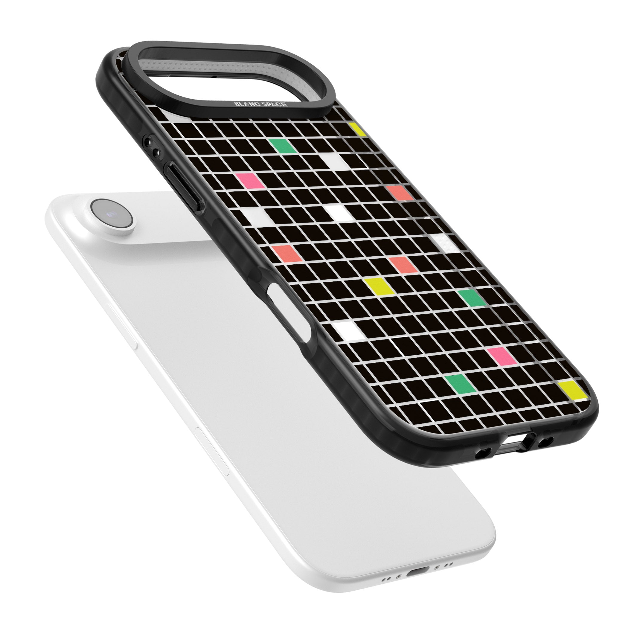 Vibrant Black Geometric Grid iPhone 17 Air Impact Black Phone Case Colours