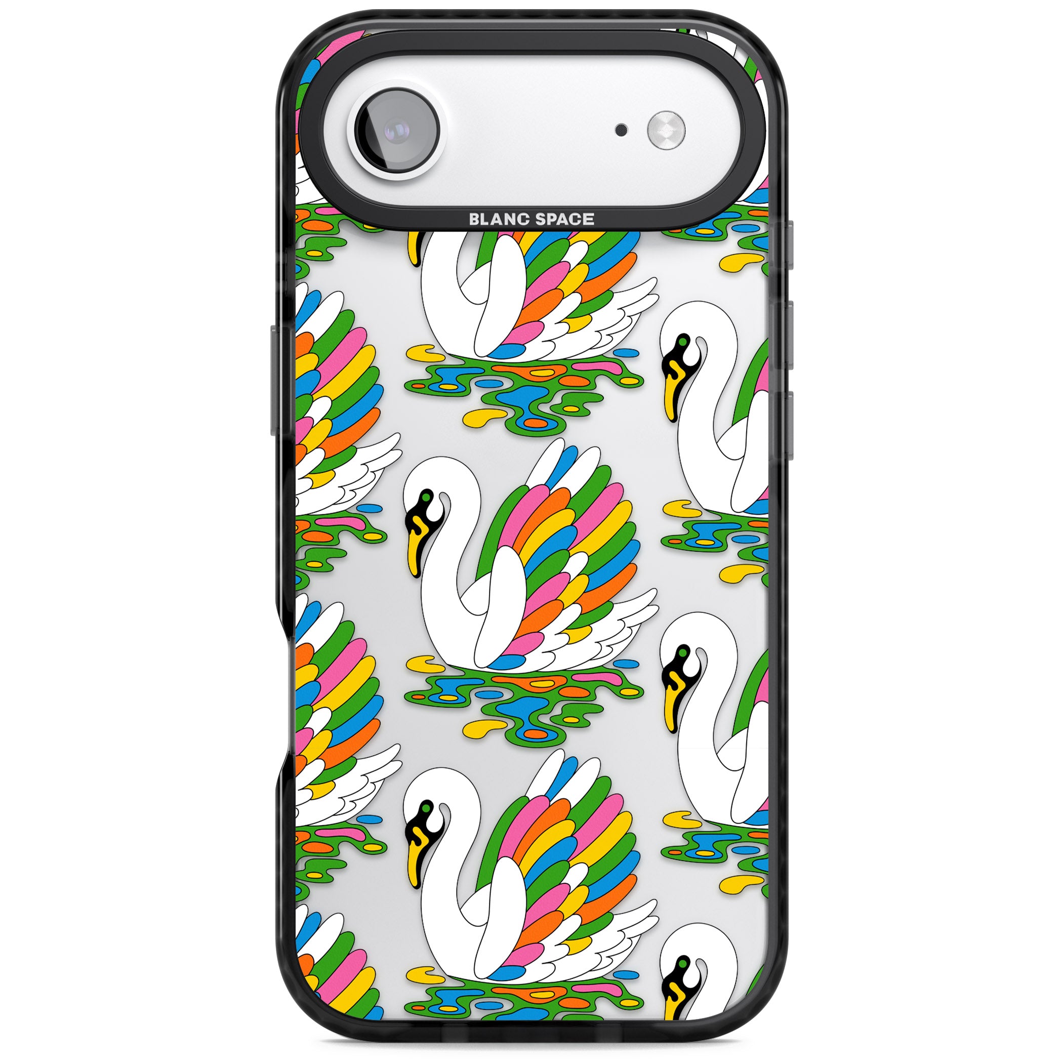 Colourful Swan Pattern iPhone 17 Air Impact Black Phone Case