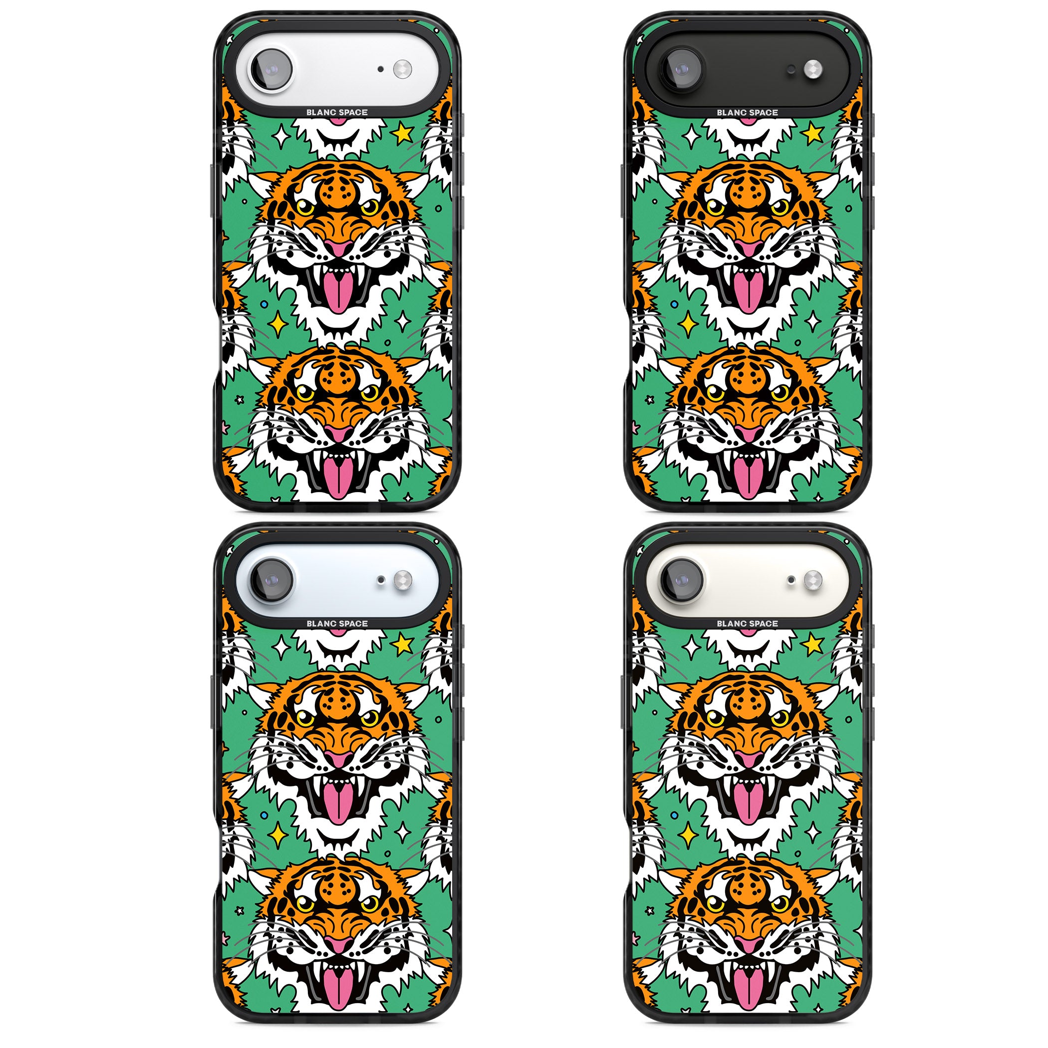 Fierce Jungle Tigers (Green) iPhone 17 Air Impact Black Phone Case APT Impact Protection