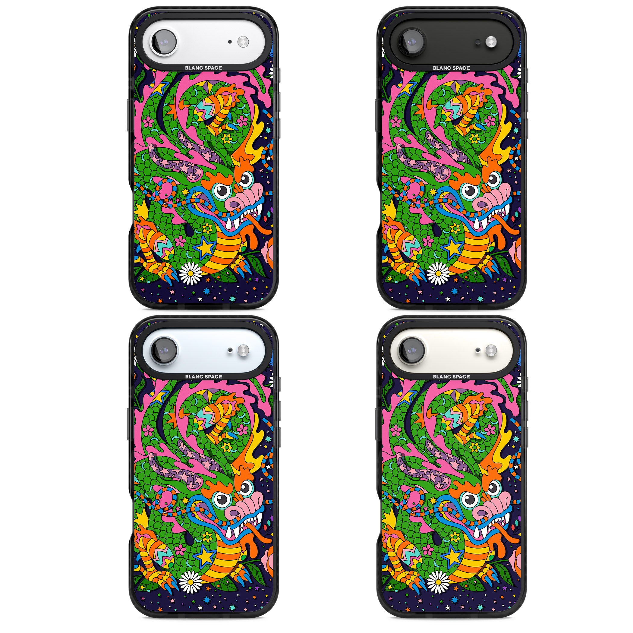 Psychedelic Jungle Dragon (Purple) iPhone 17 Air Impact Black Phone Case APT Impact Protection