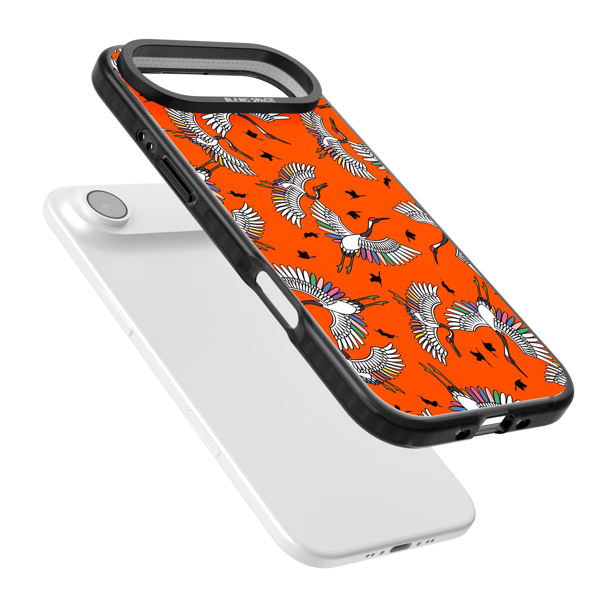 Colourful Crane Pattern (Orange) iPhone 17 Air Impact Black Phone Case Colours