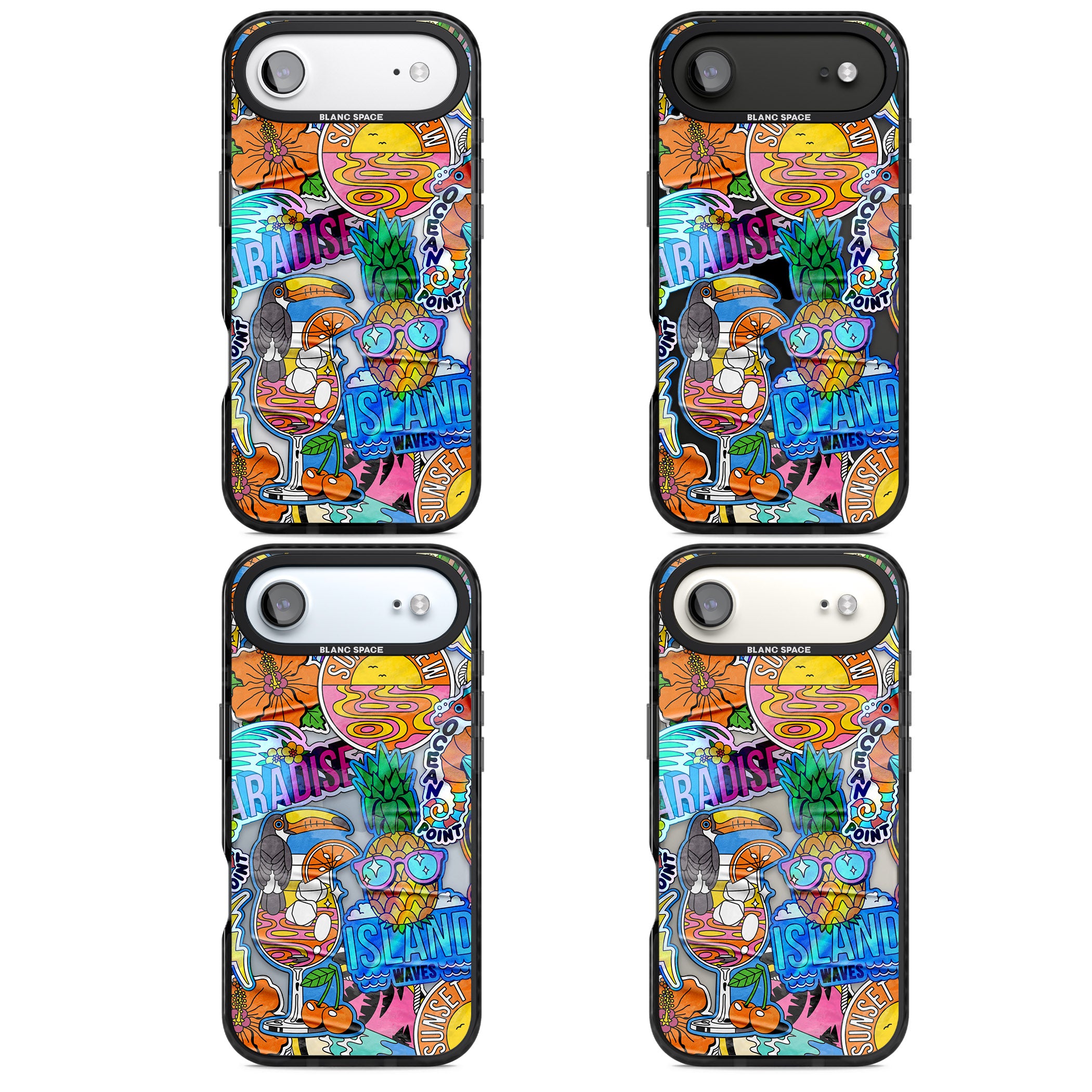 Tropical Vibes Collage iPhone 17 Air Impact Black Phone Case APT Impact Protection