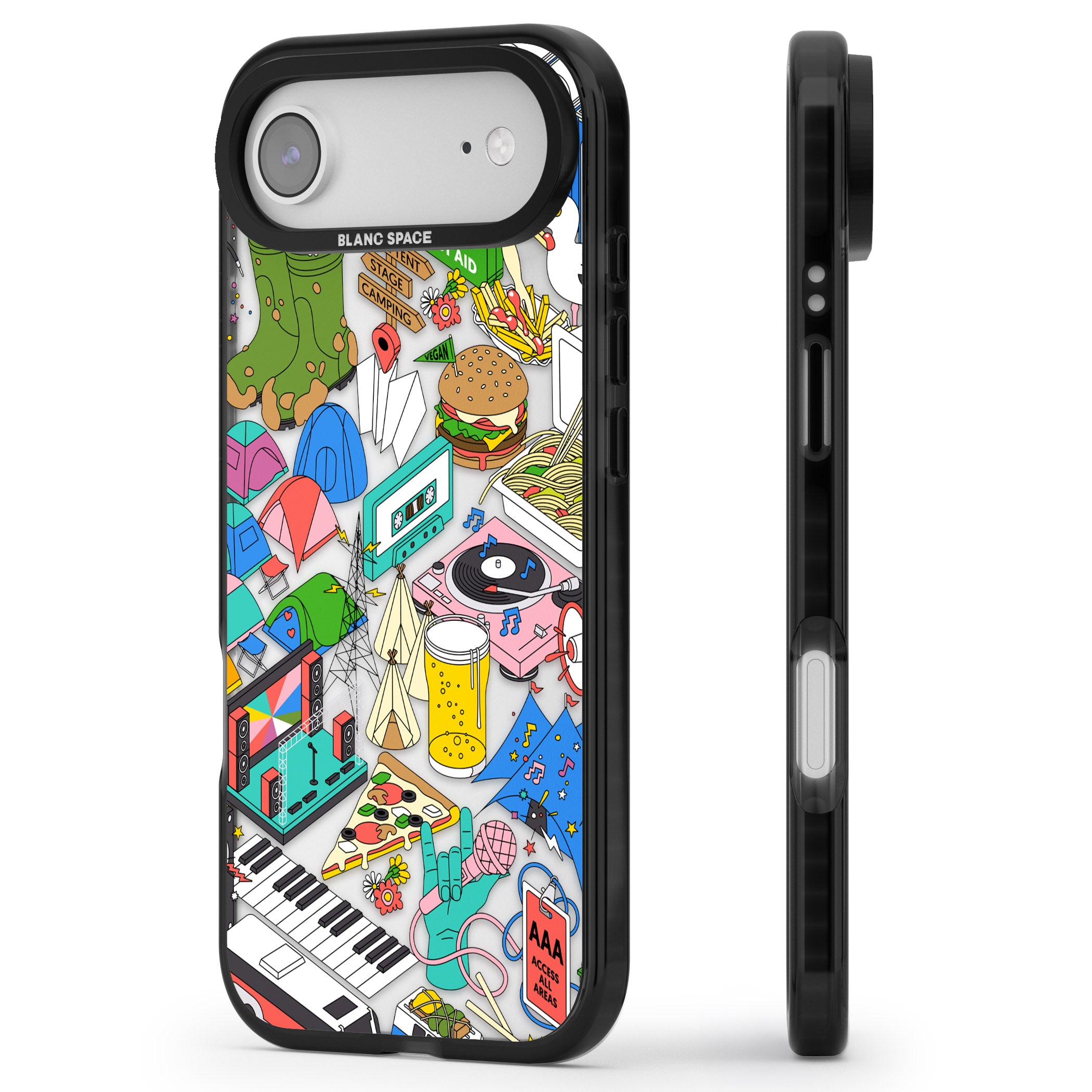 Festival Frenzy iPhone 17 Air Impact Black Phone Case Side Profile